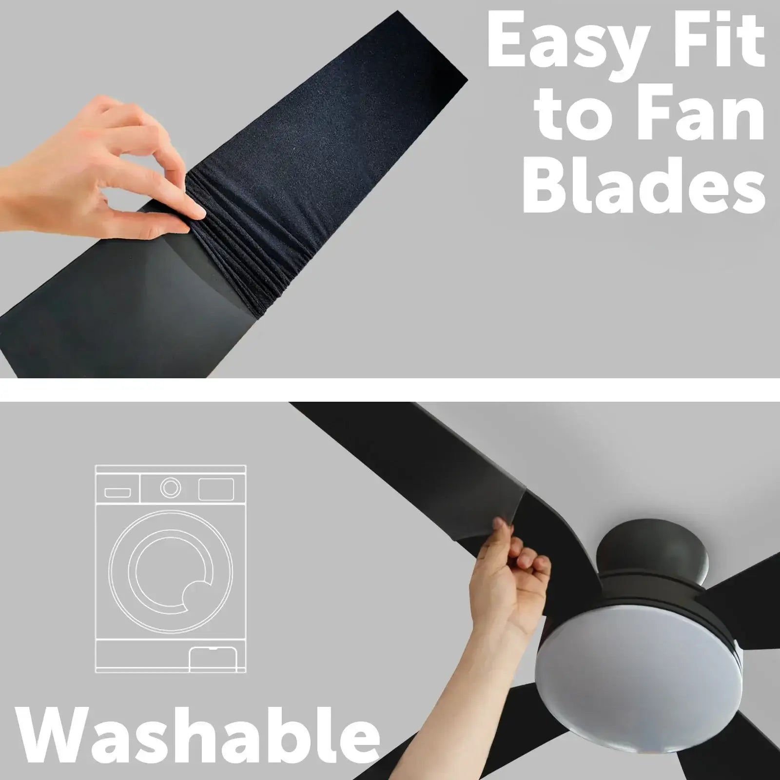 arlec ceiling fan sleeve 4 pack – dust-proof fan blade covers; washable fan blade protectors; keep ceiling fans clean effortlessly