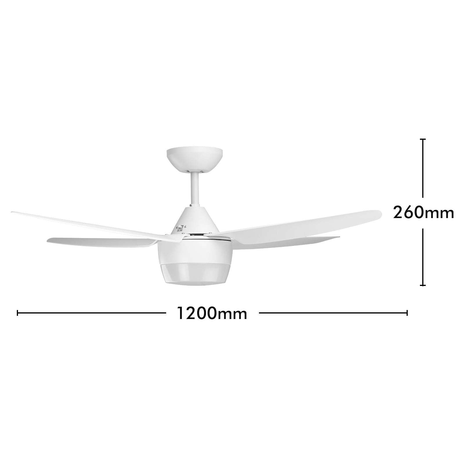 arlec 120cm chicago fan with light – ac motor ceiling fan; white 4 blade fan with clipper light; classic design with 3 speed control
