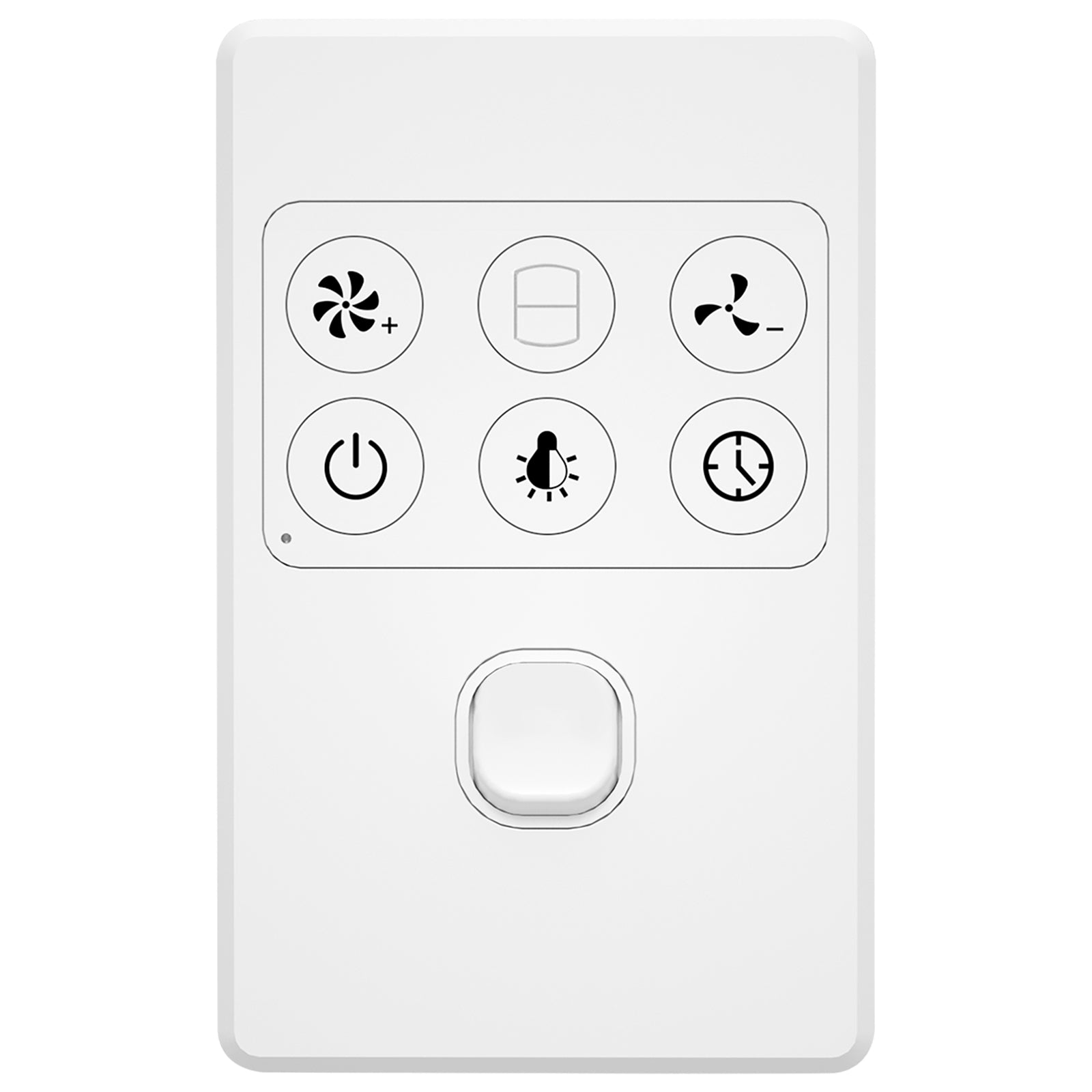 arlec dc ceiling fan wall controller – fan wall control for boston II; remote speed and light control panel; timer fan wall switch