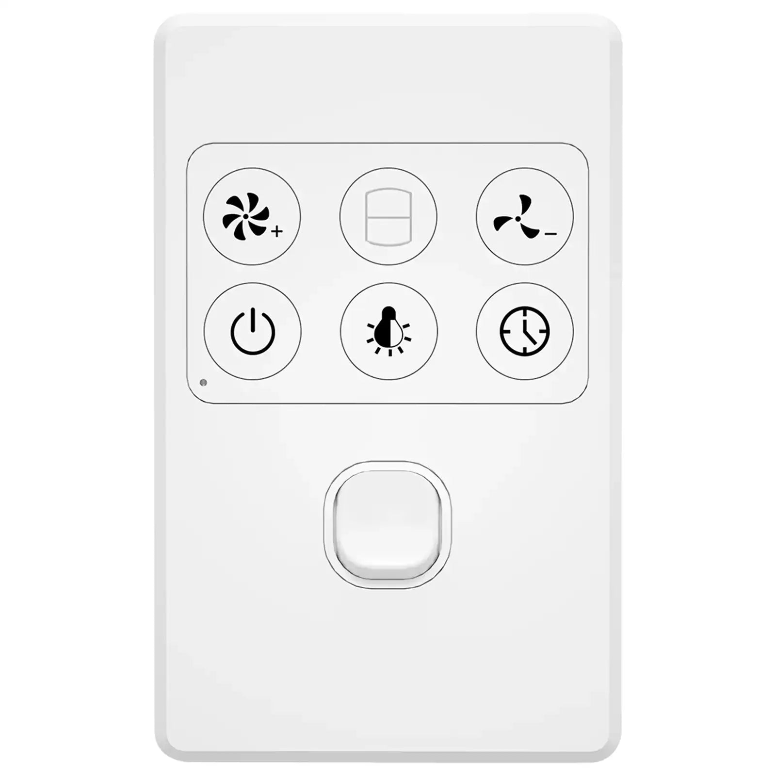 arlec dc ceiling fan wall controller – fan wall control for boston II; remote speed and light control panel; timer fan wall switch