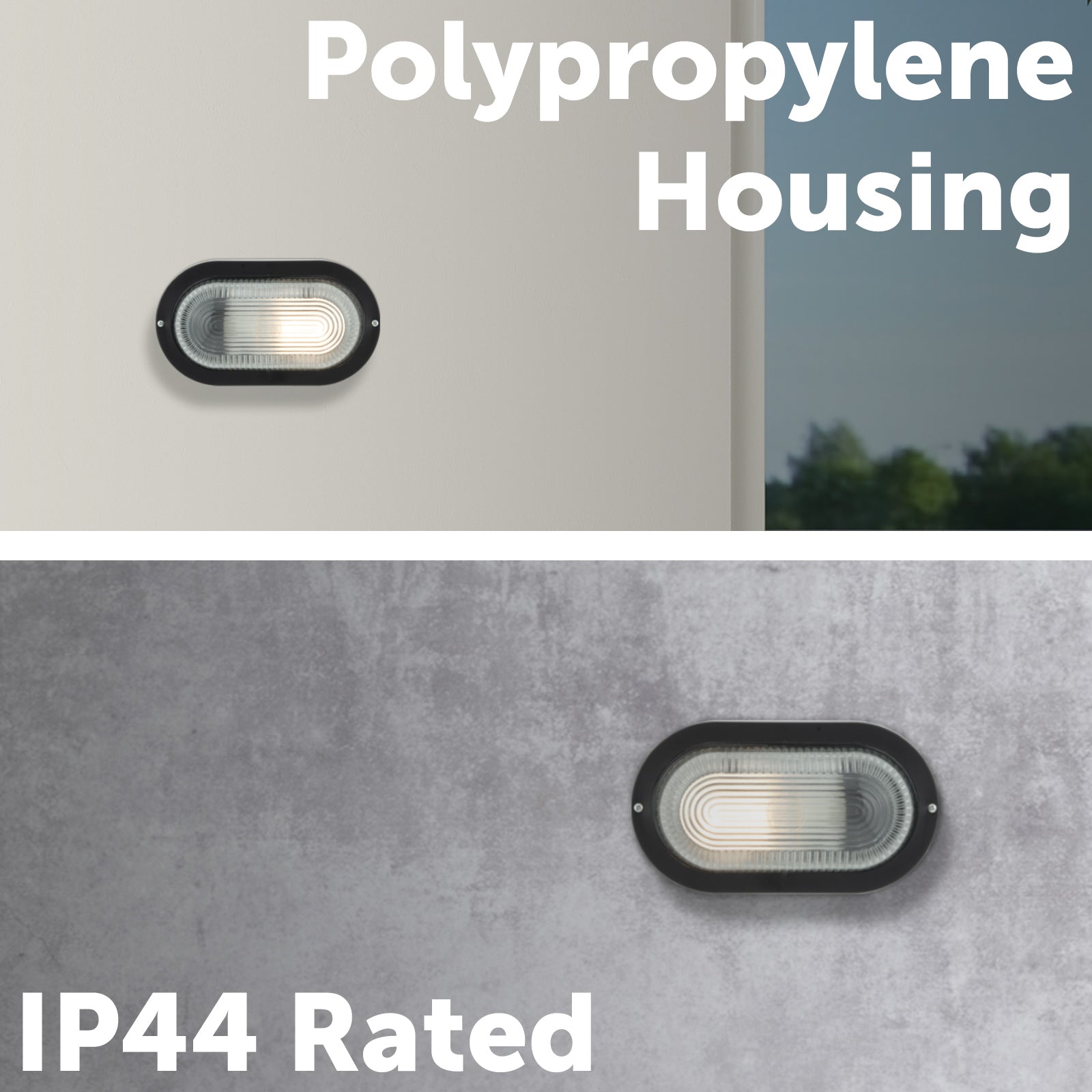 Arlec E27 Oval Bunker Light Bulkhead Black - 2 Pack - bunker wall light