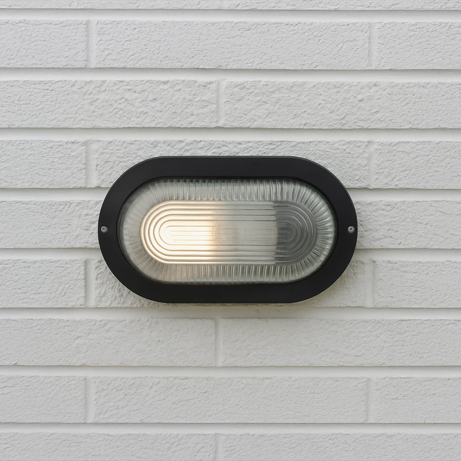 Arlec E27 Oval Bunker Light Bulkhead Black - 2 Pack - bunker wall light