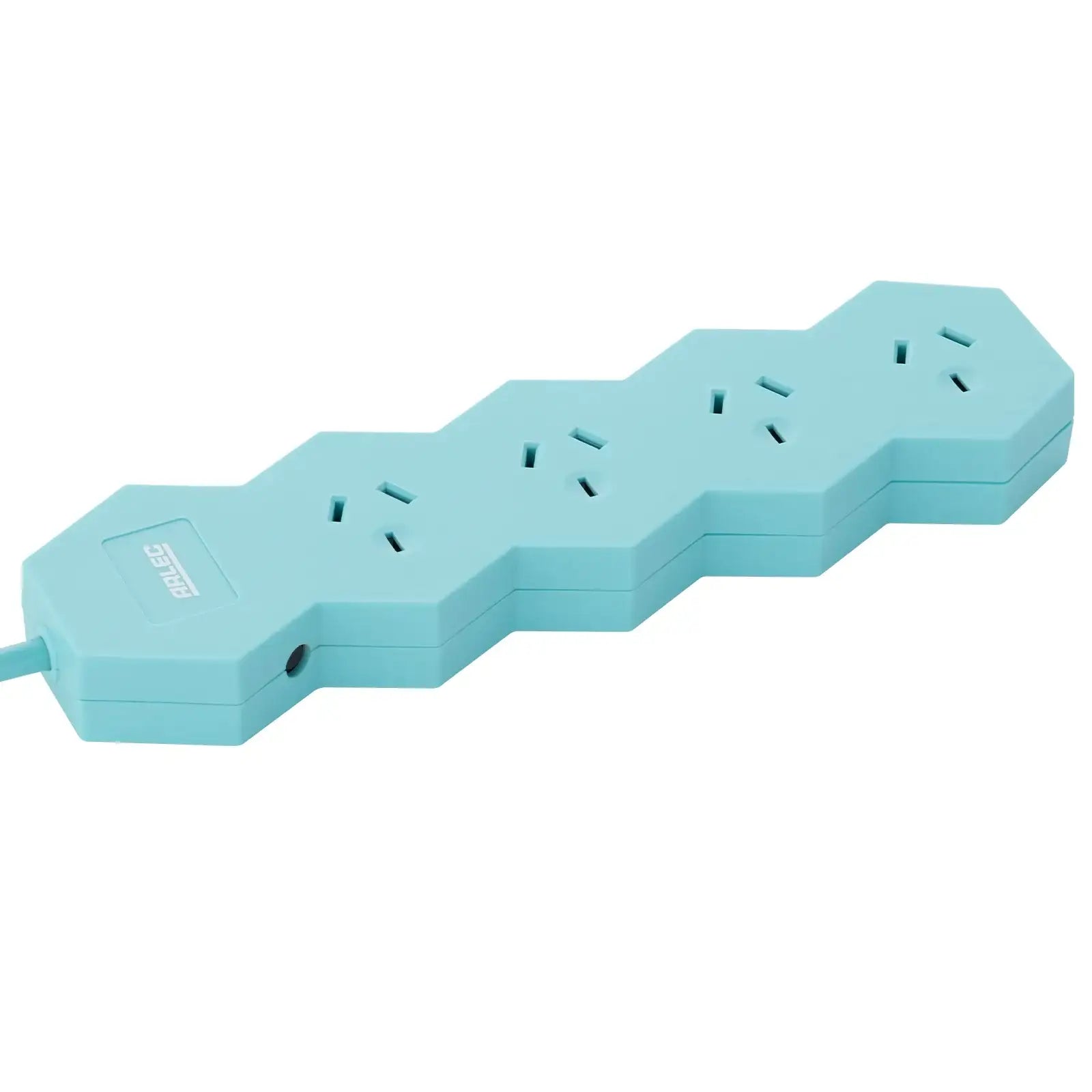 4 outlet teal powerboard – teal coloured home/office powerboard with 4 sockets