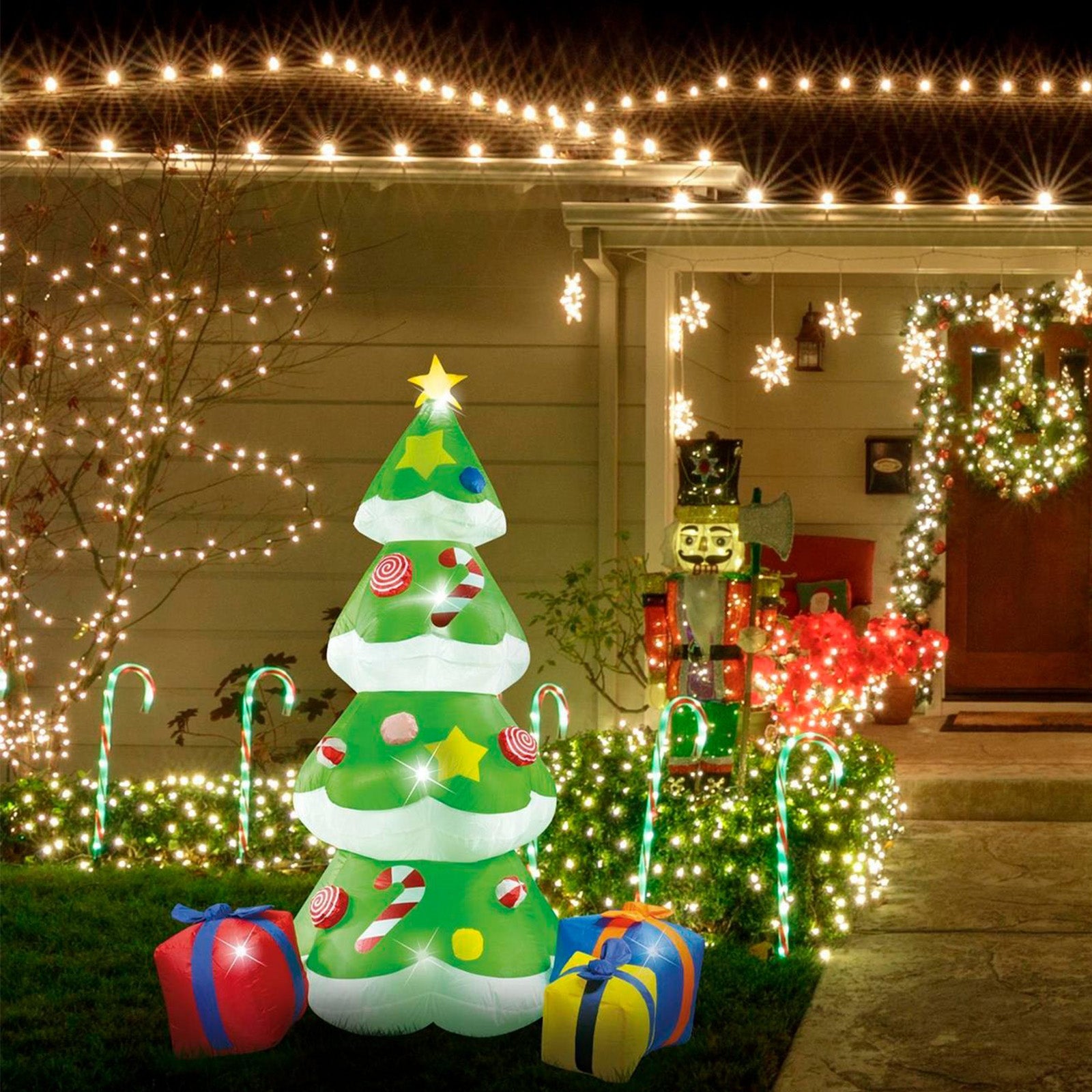 Arlec 1.8m inflatable LED Christmas tree – festive low voltage outdoor decoration with self-inflating polyester build