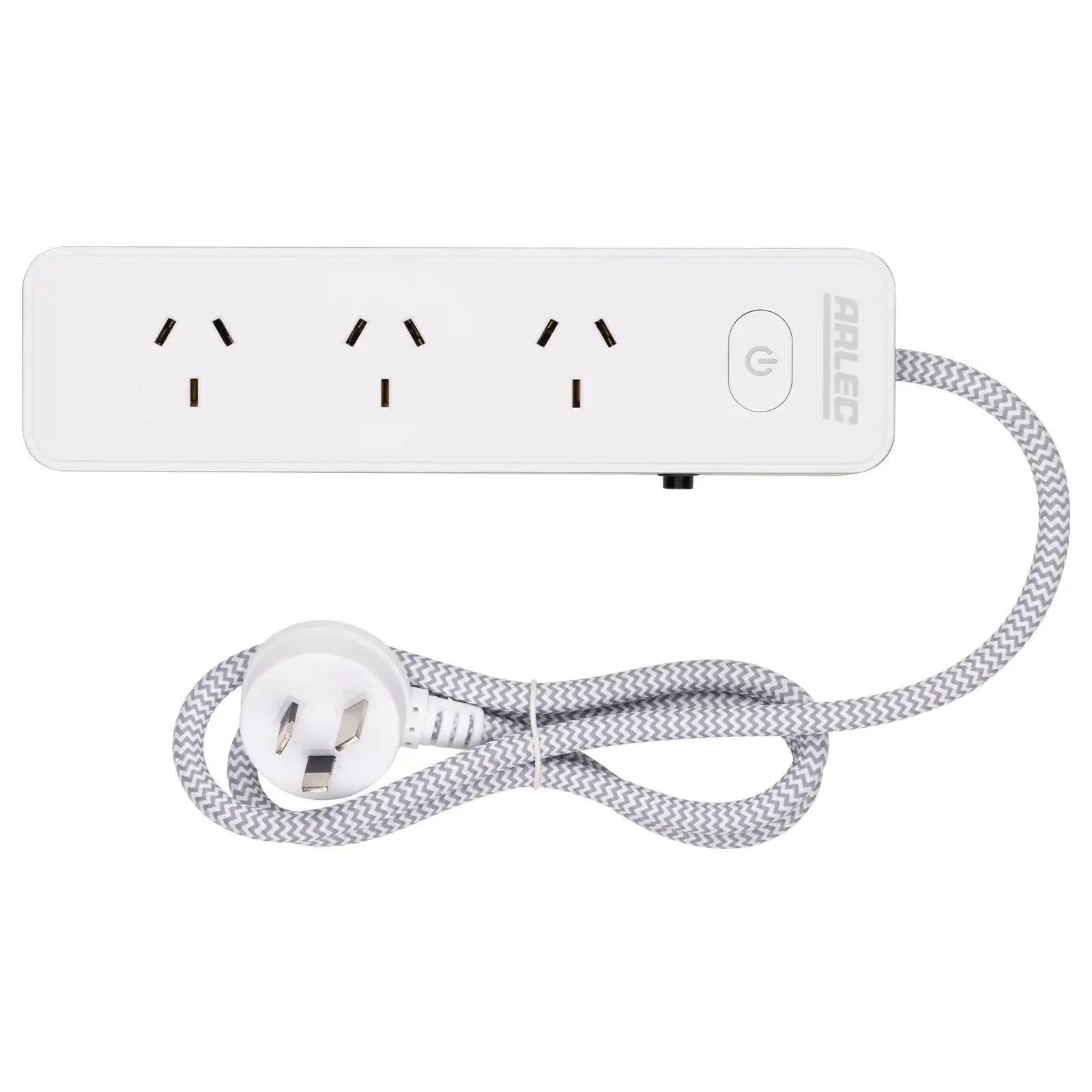 4 outlet powerboard with braided power cord grey – stylish extension board with braided cord, 4 outlets
