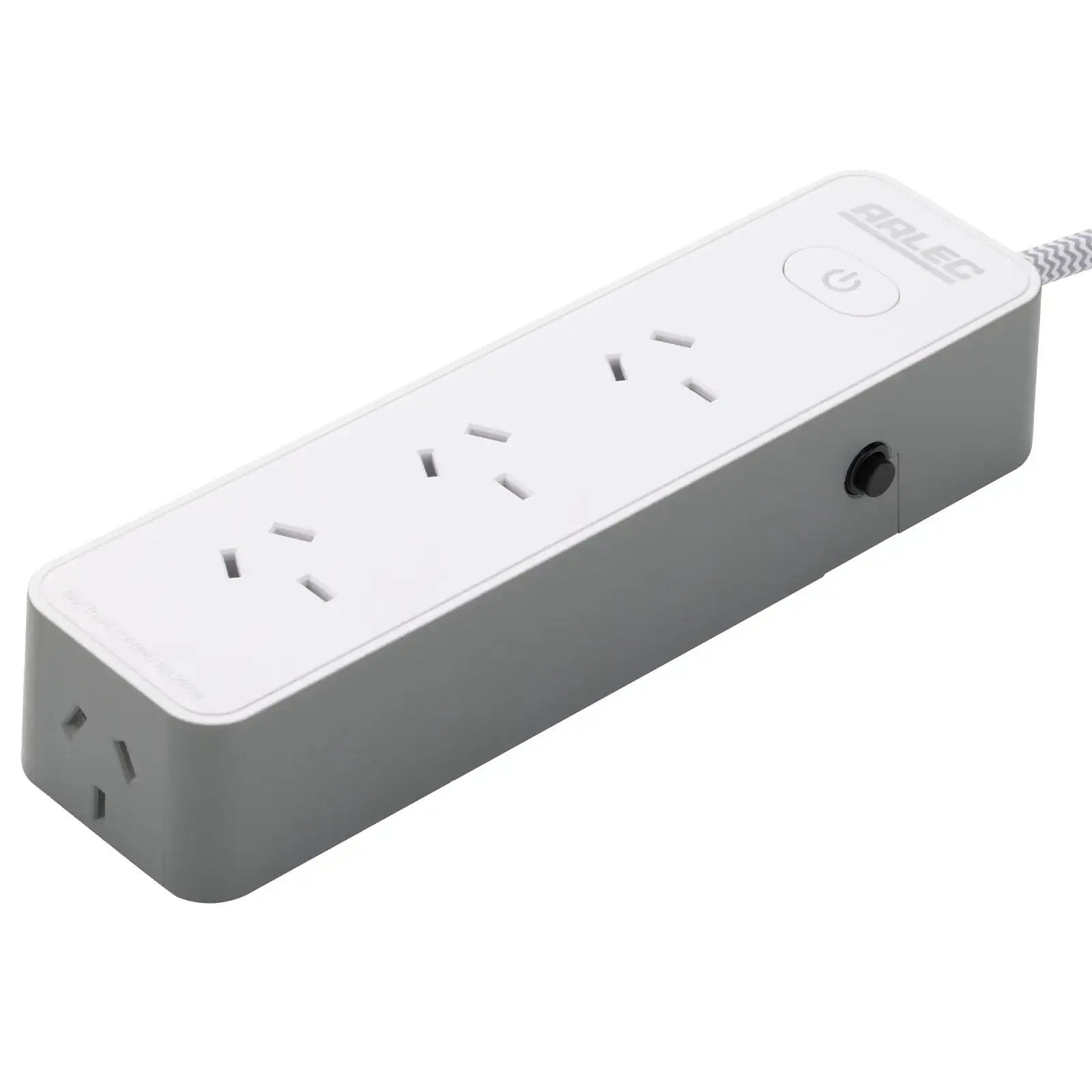 4 outlet powerboard with braided power cord grey – stylish extension board with braided cord, 4 outlets