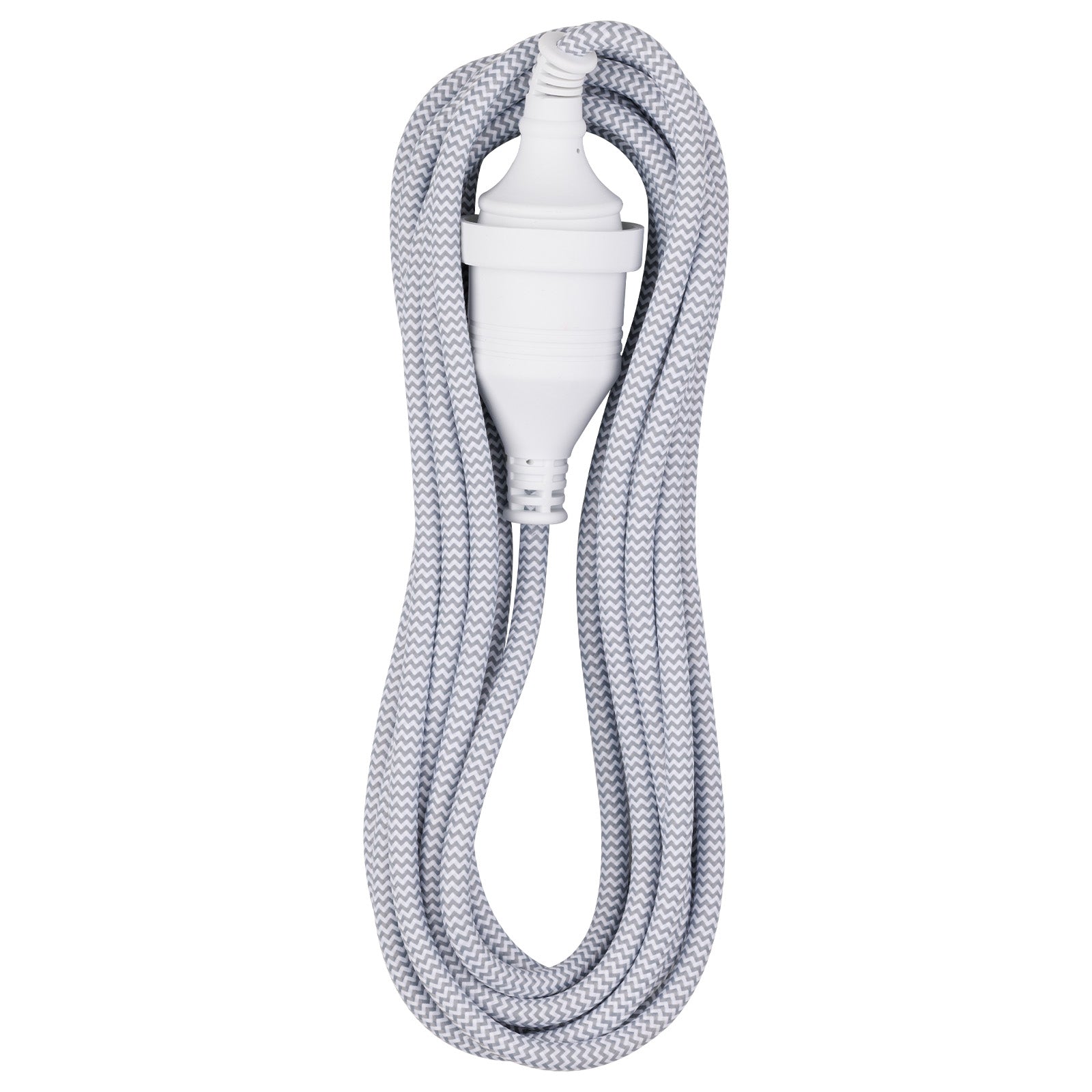 5m Braided Extension Lead Grey - grey braided cable, 5m indoor power lead, home extension cord