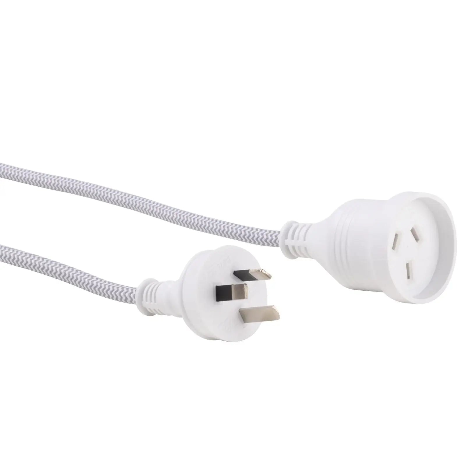 5m Braided Extension Lead Grey - grey braided cable, 5m indoor power lead, home extension cord