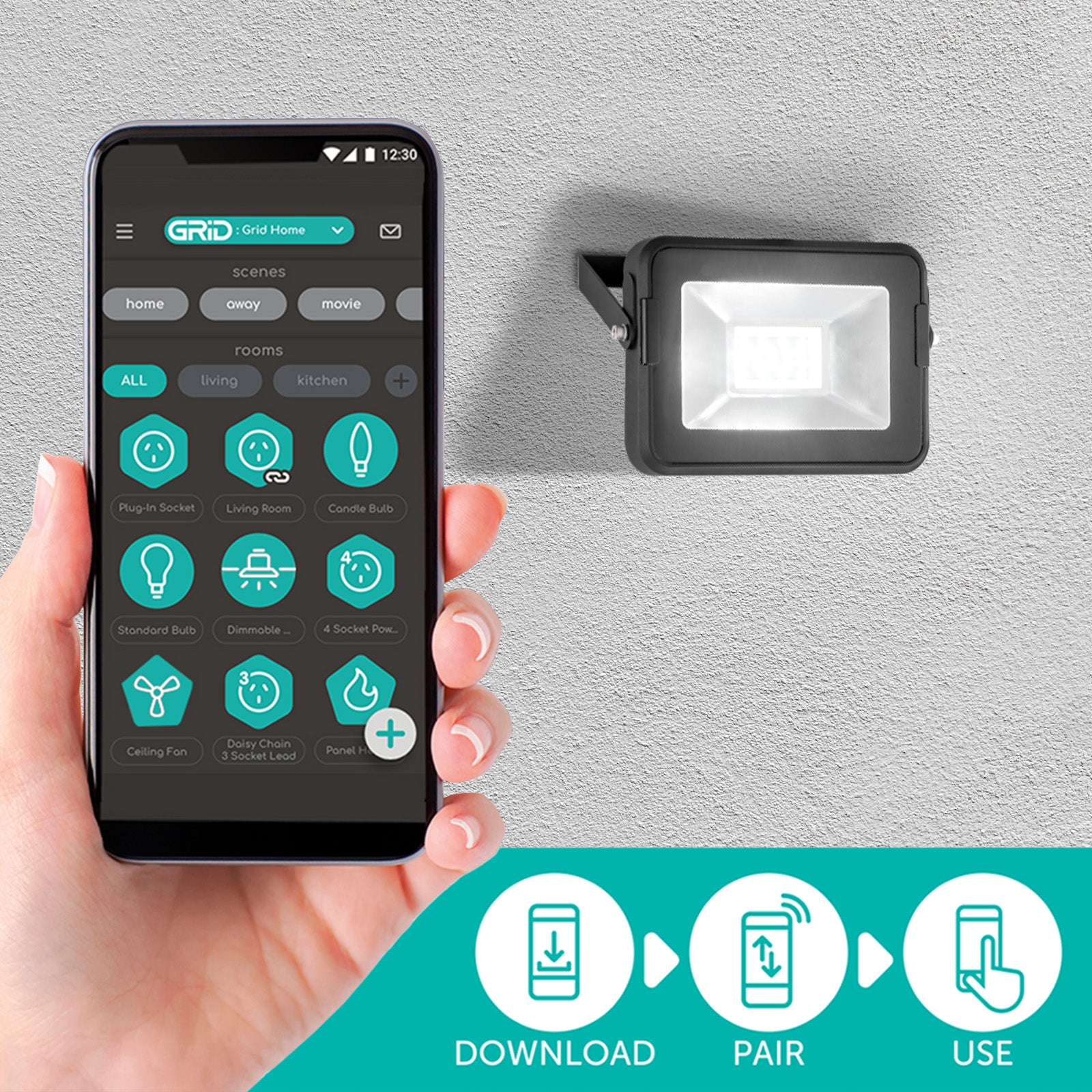 Arlec 15W LED smart floodlight – Grid Connect security lighting system