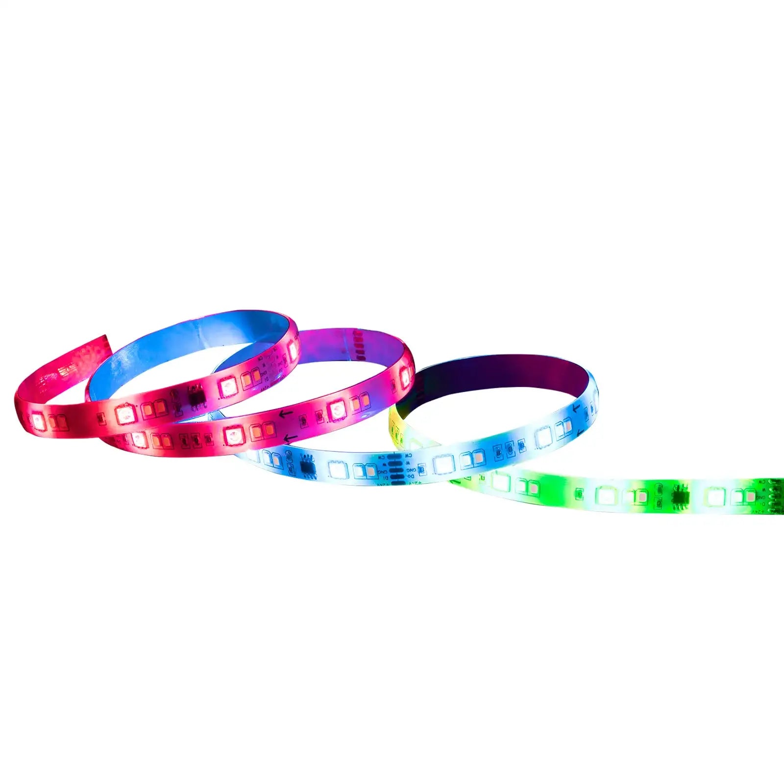 2m RGB LED strip light with sound sync, Wi-Fi control, customizable segments, and ambient effects