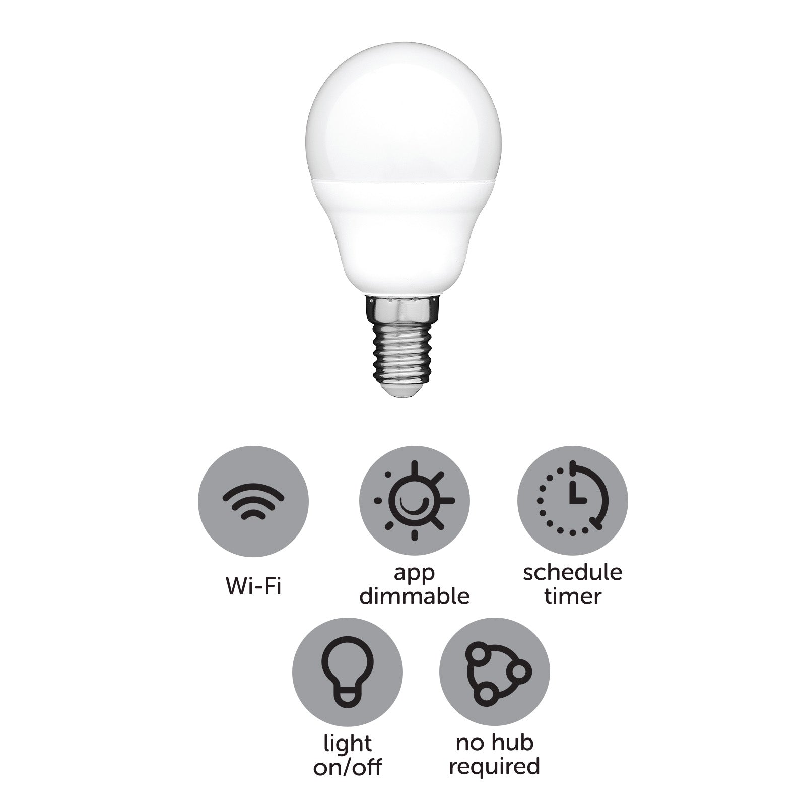 Arlec 4W warm white fancy round SES smart globe – app-controlled Wi-Fi LED bulb