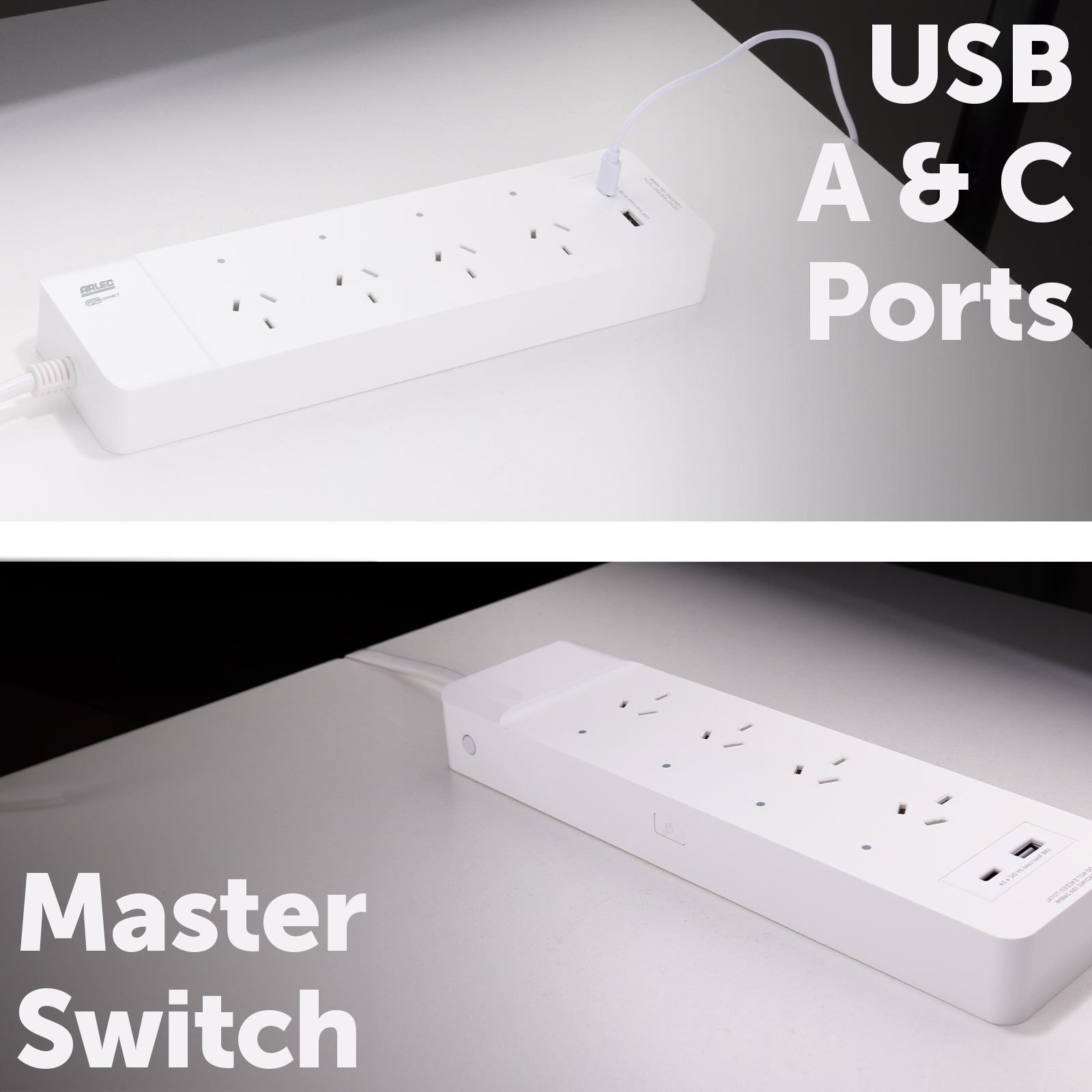Arlec Smart 4 Outlet Powerboard with USB A & C Charger and Grid Connect App