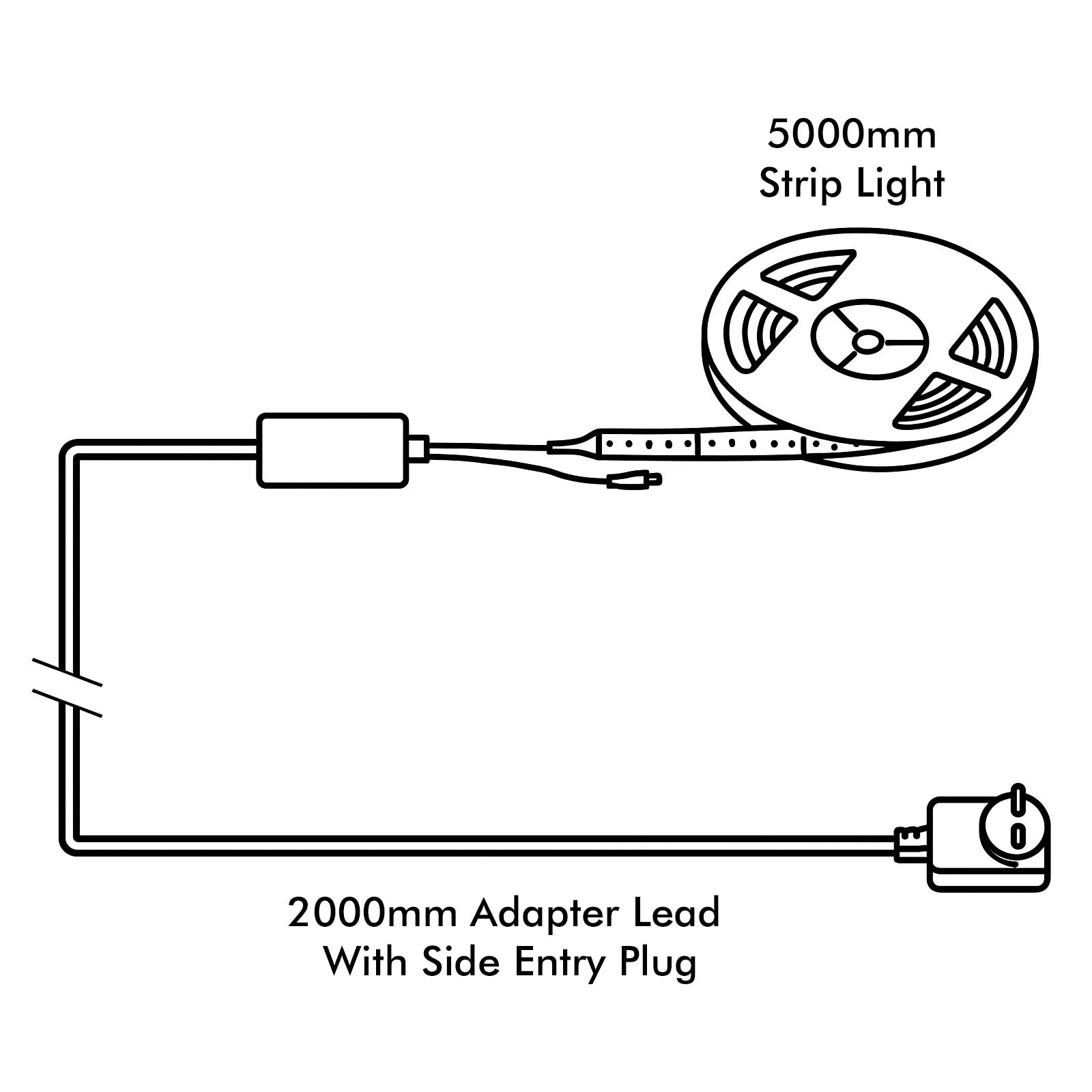 5m RGB and white LED strip light with remote and app control, fully adjustable brightness and color modes