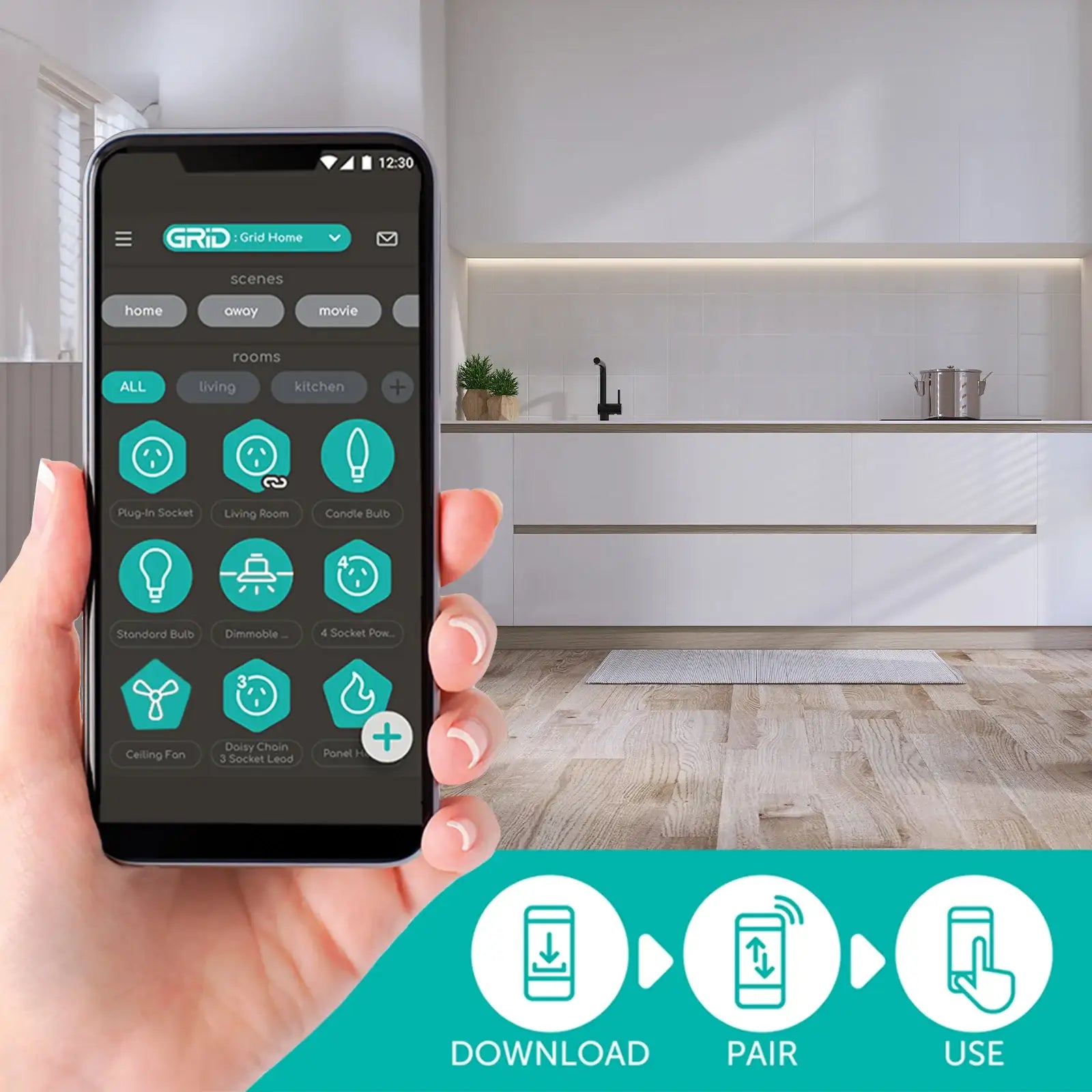 Smart RGB strip light with sound sync, Wi-Fi control, and segmented color effects for immersive lighting