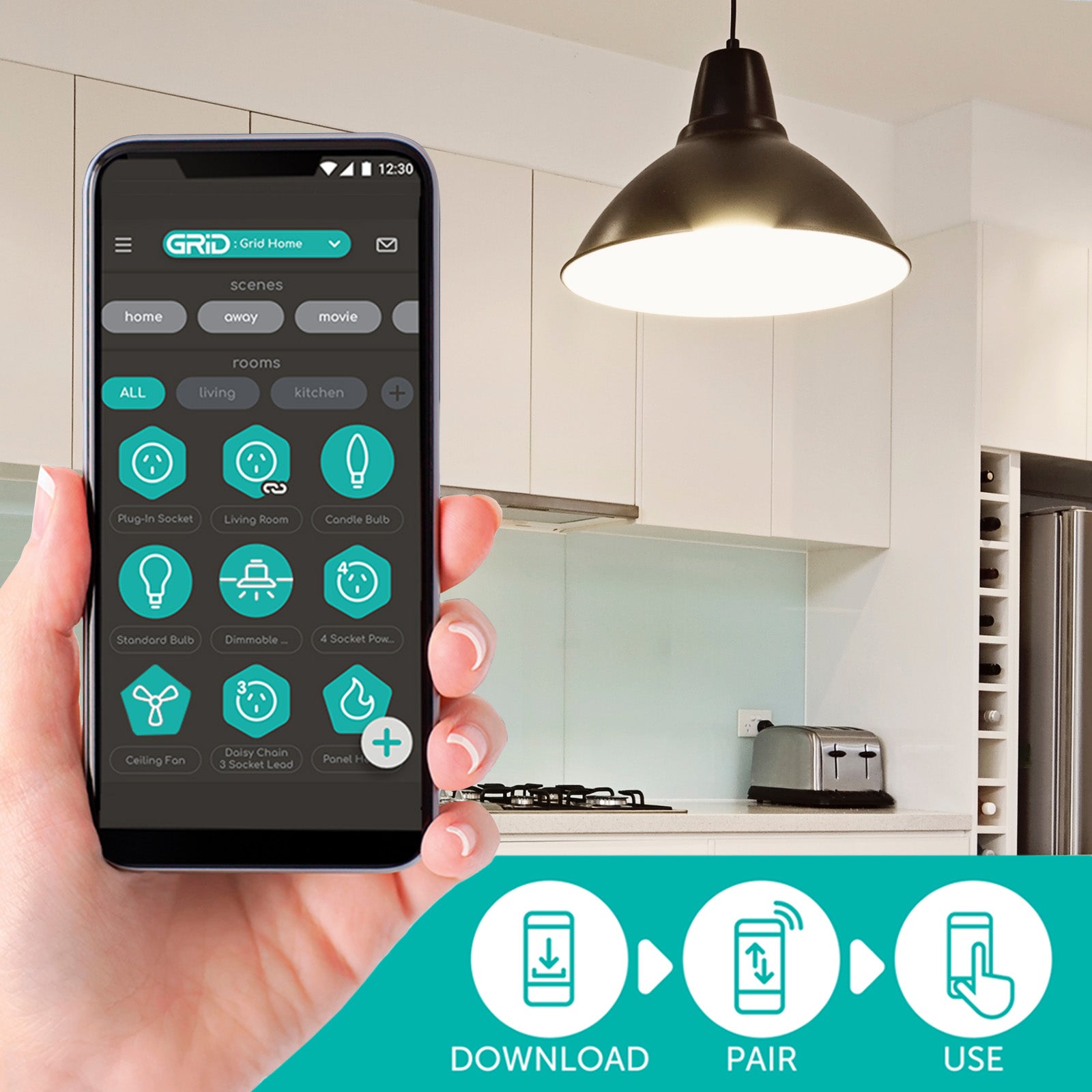 Smart B22 LED light globe with RGB, CCT control, app dimmable, Grid Connect, voice assistant ready