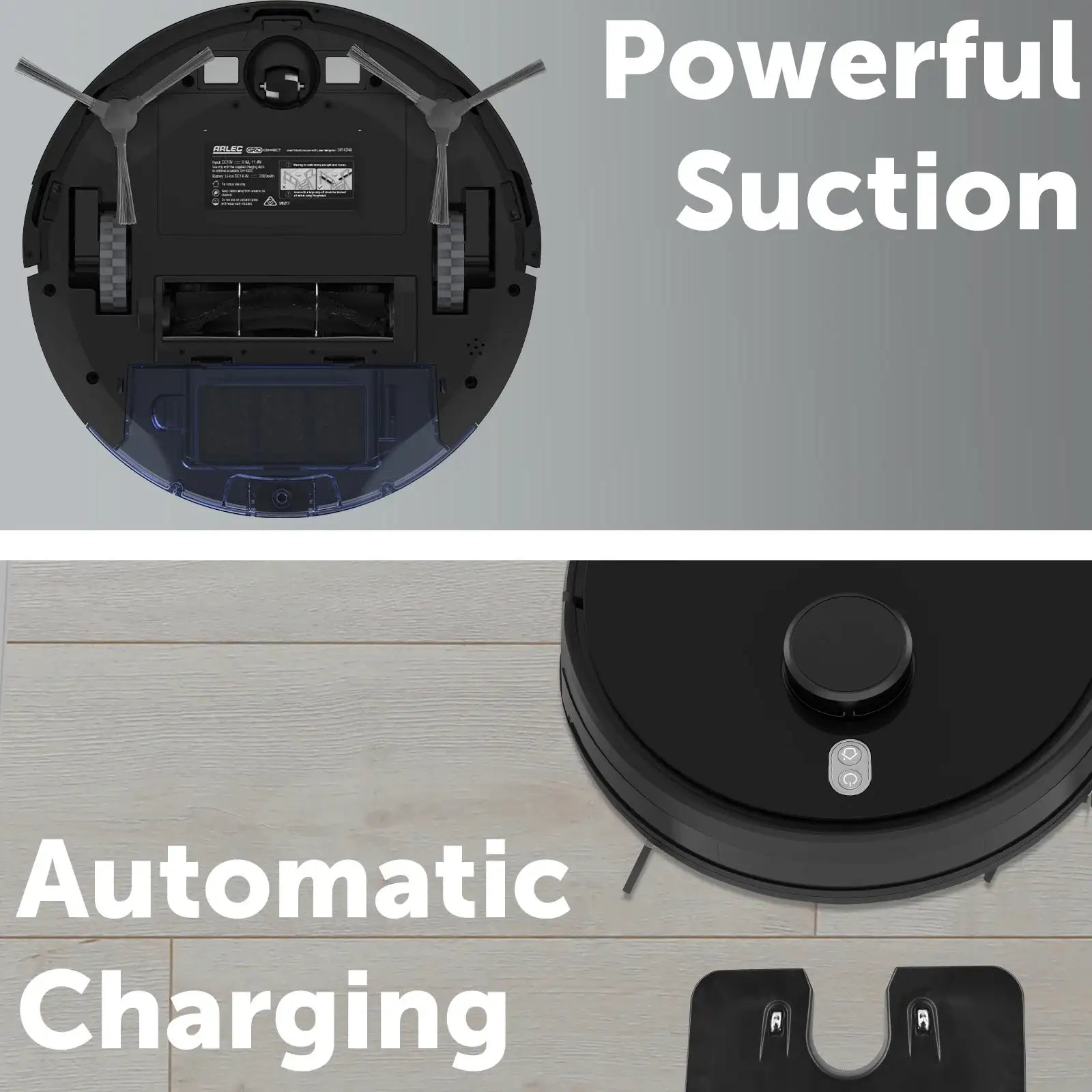 Smart robotic vacuum with laser navigation, app and voice control, 2500Pa suction, mopping function, and virtual wall support