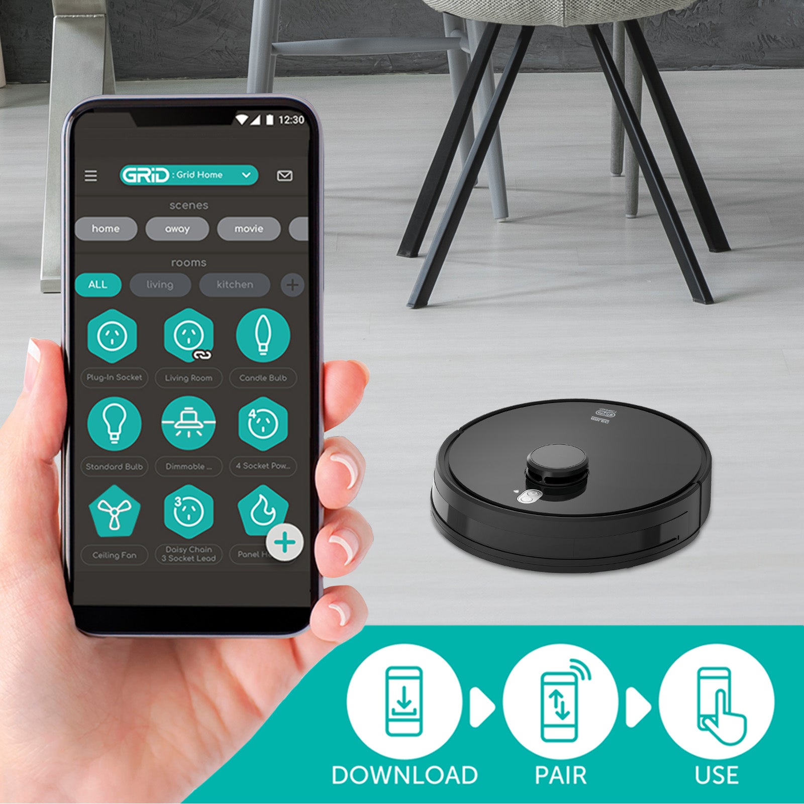Smart robotic vacuum with laser navigation, app and voice control, 2500Pa suction, mopping function, and virtual wall support