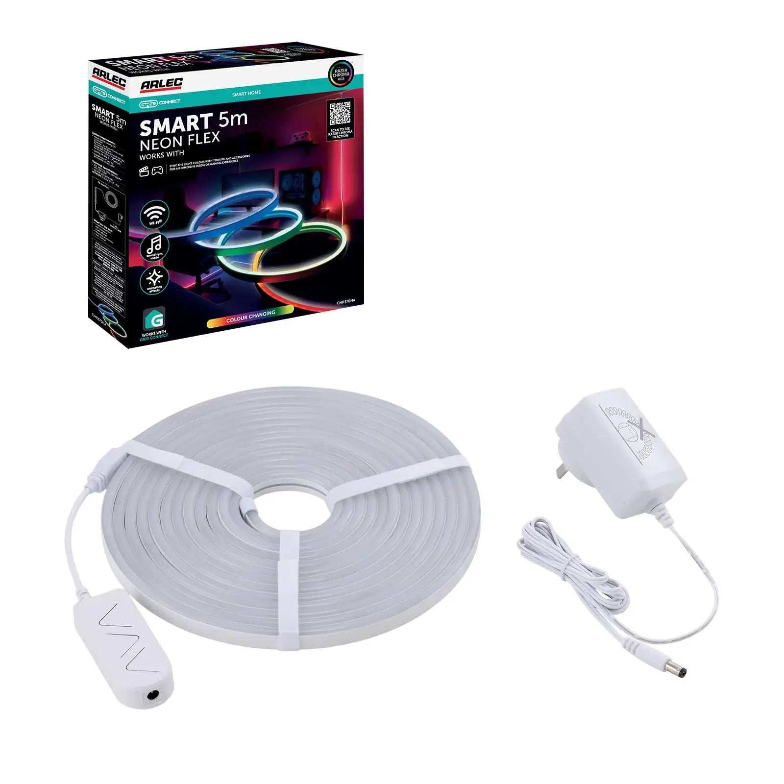 Arlec 5m RGB Neon Flex light with sound sync, smart app controlled lighting