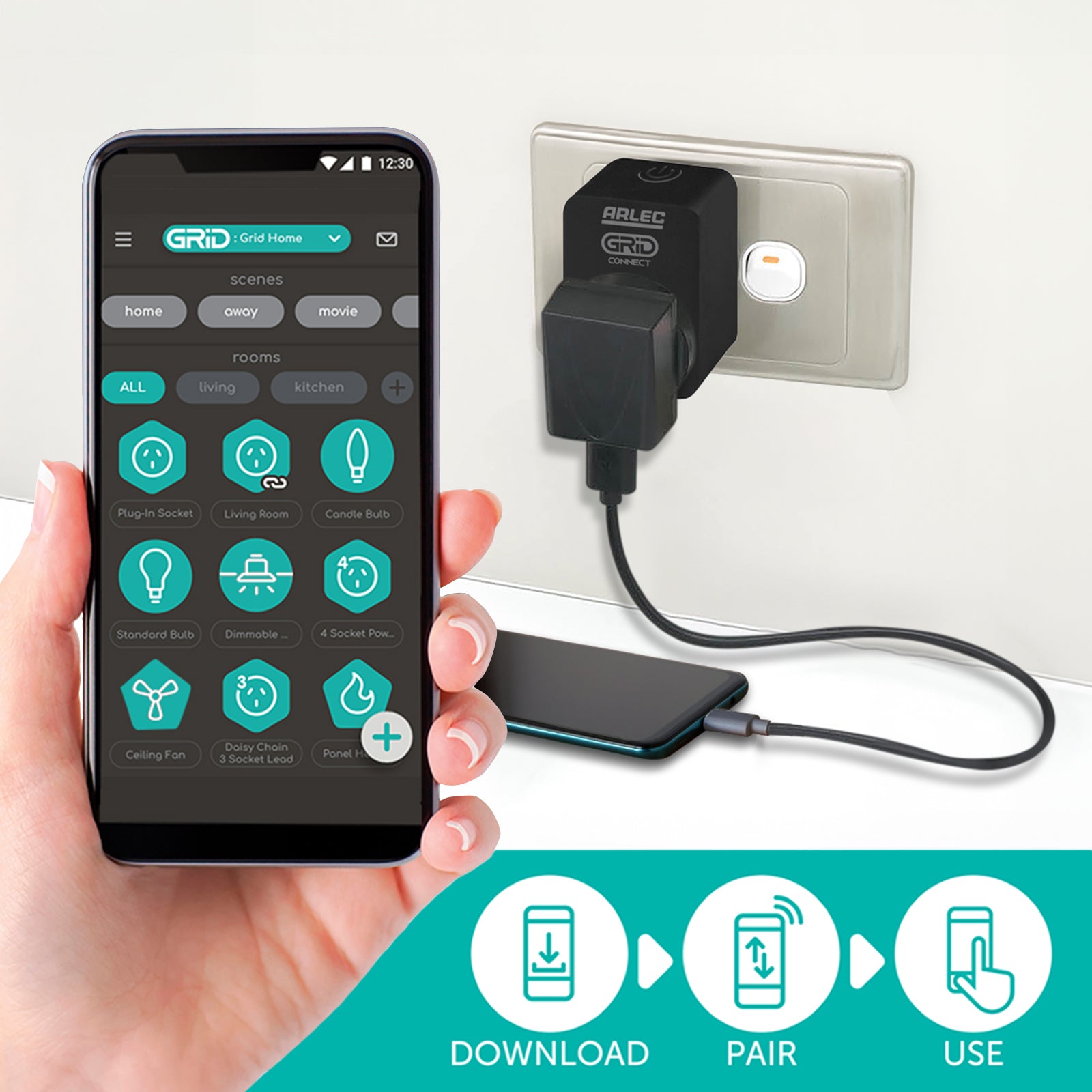 Arlec Smart Plug Socket with Energy Meter 2 Pack for remote control