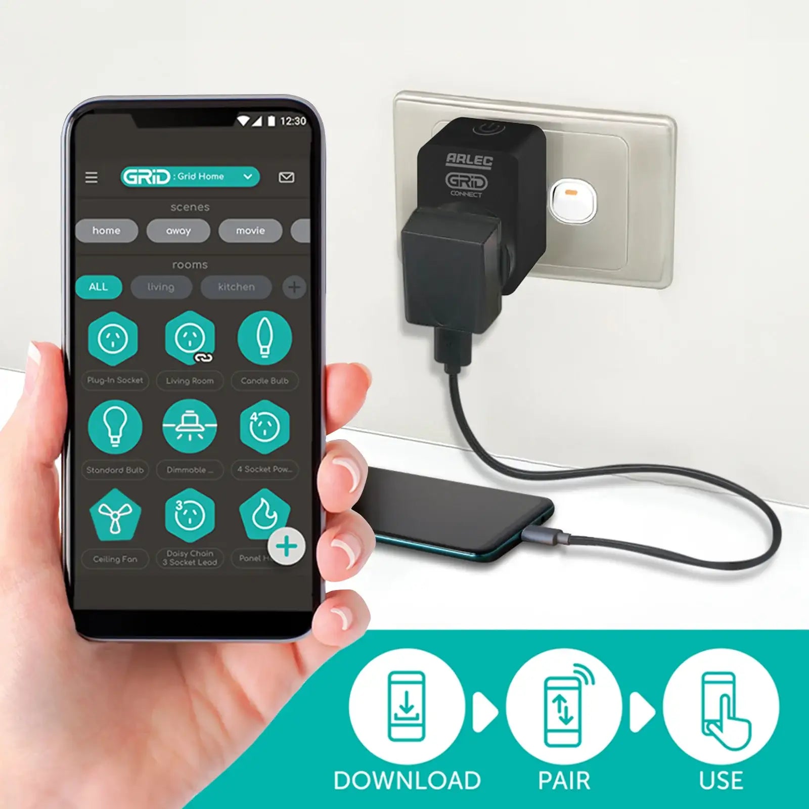 Arlec Smart Plug Socket with Energy Meter 2 Pack for remote control