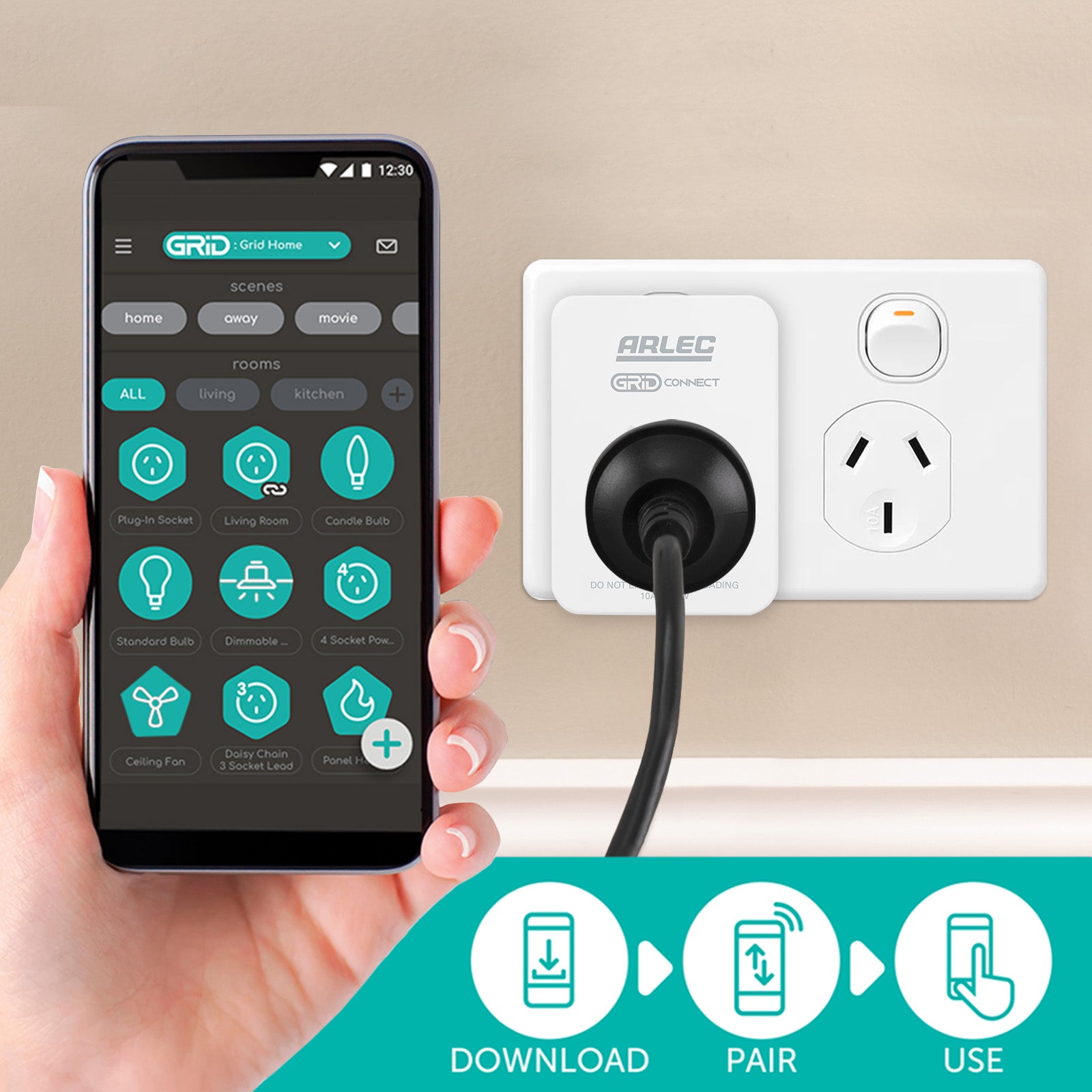 Arlec Grid Connect Smart Socket with Energy Meter 4 Pack for smart home control