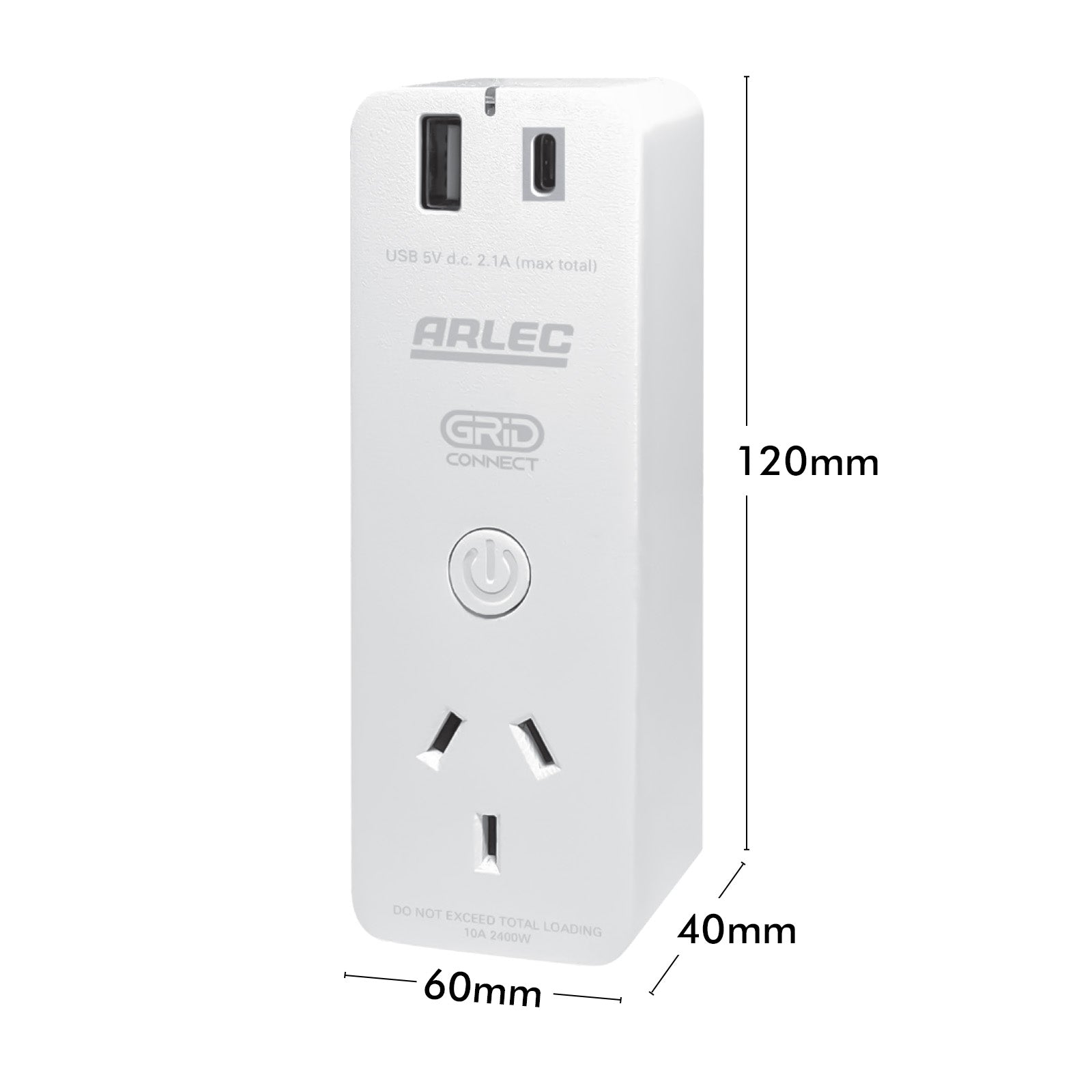 Arlec smart plug with USB, Wi-Fi socket for home automation, Grid Connect compatible power adaptor