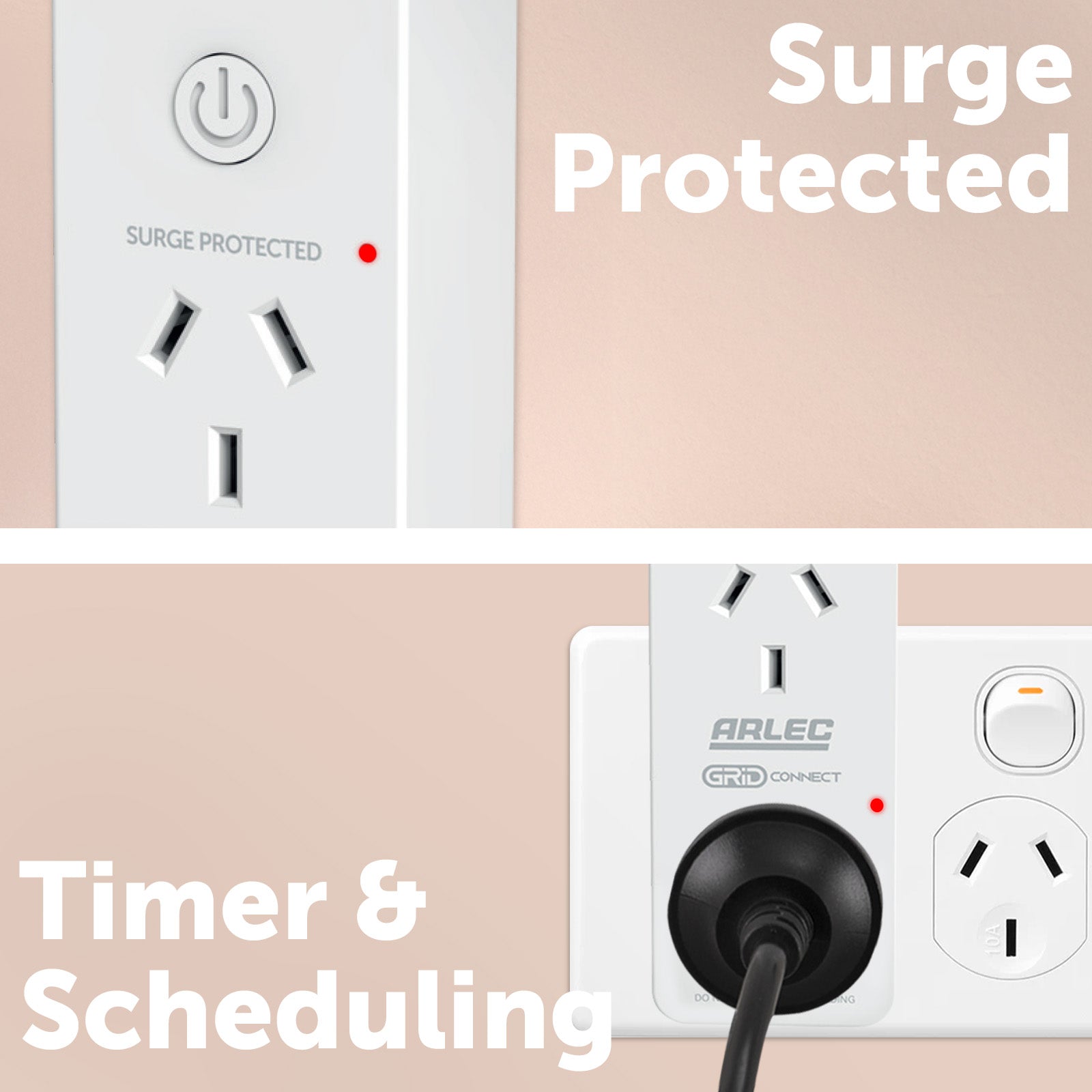 Arlec twin smart socket with energy monitoring and surge protection, Grid Connect smart plug