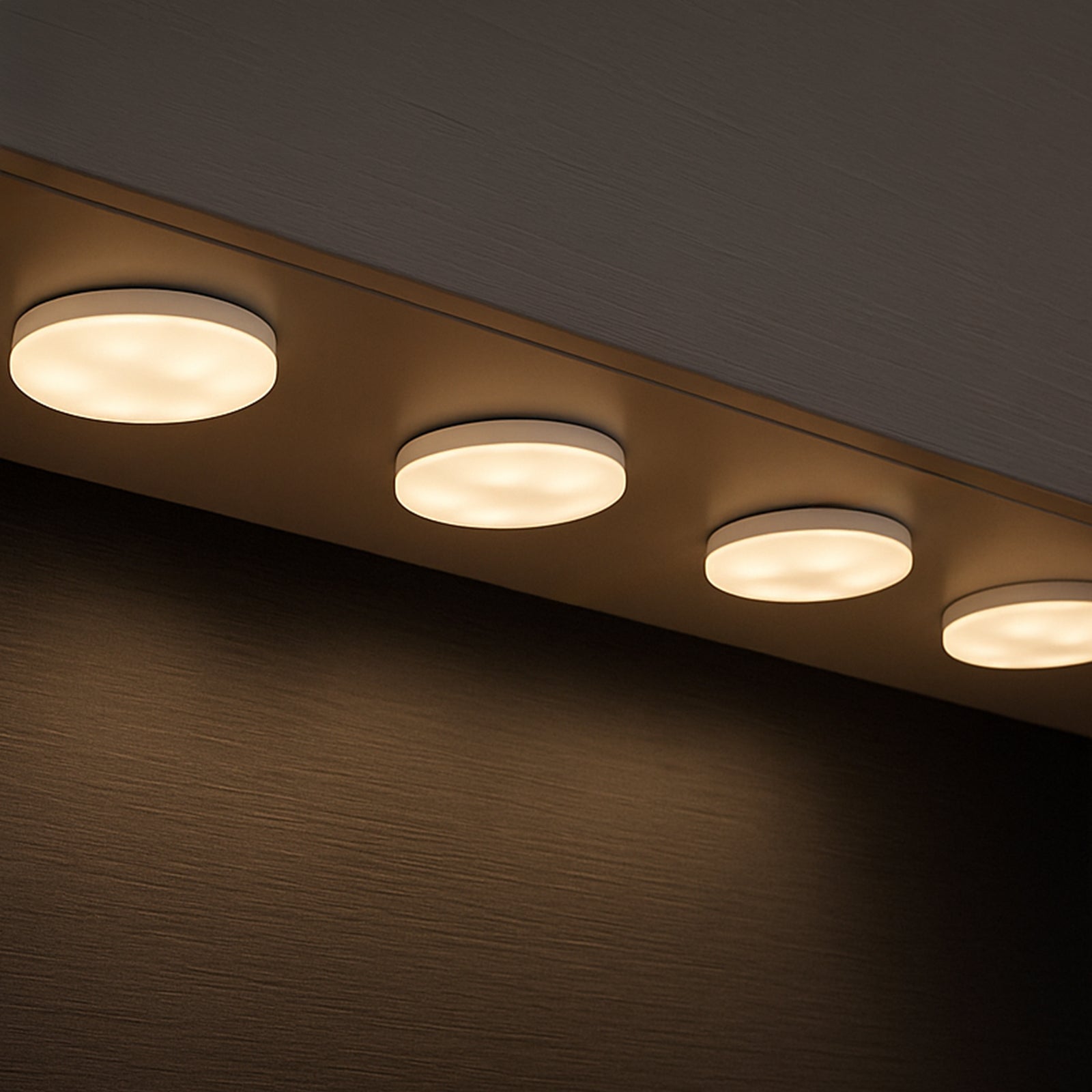 Smart RGBW LED puck lights 4 pack – Arlec Wi-Fi colour changing under shelf lighting Grid Connect