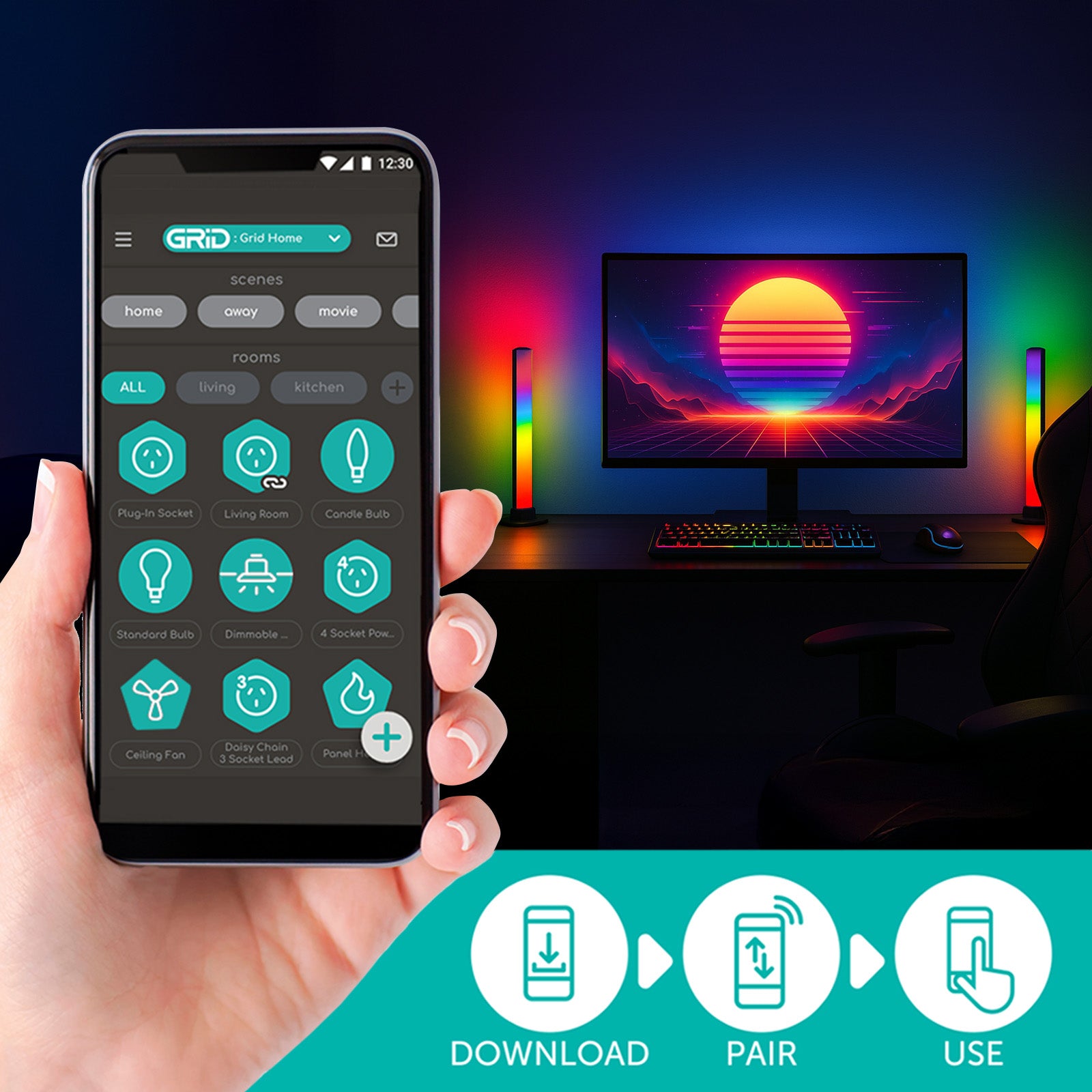 Arlec RGB smart desk lights twin pack, Razer Chroma compatible lighting