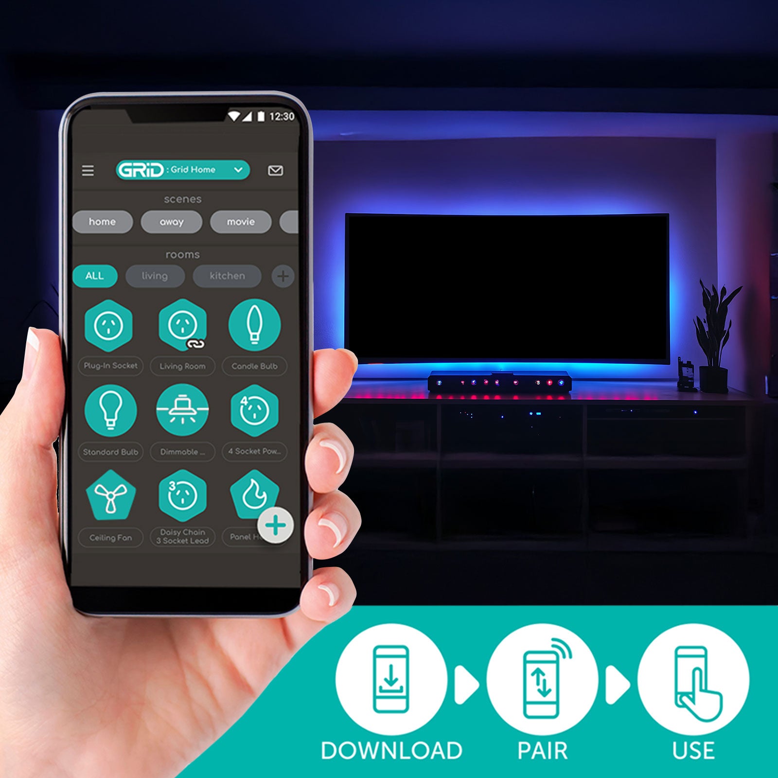 Single color screen sync strip light with USB power, app control, and easy installation for immersive lighting