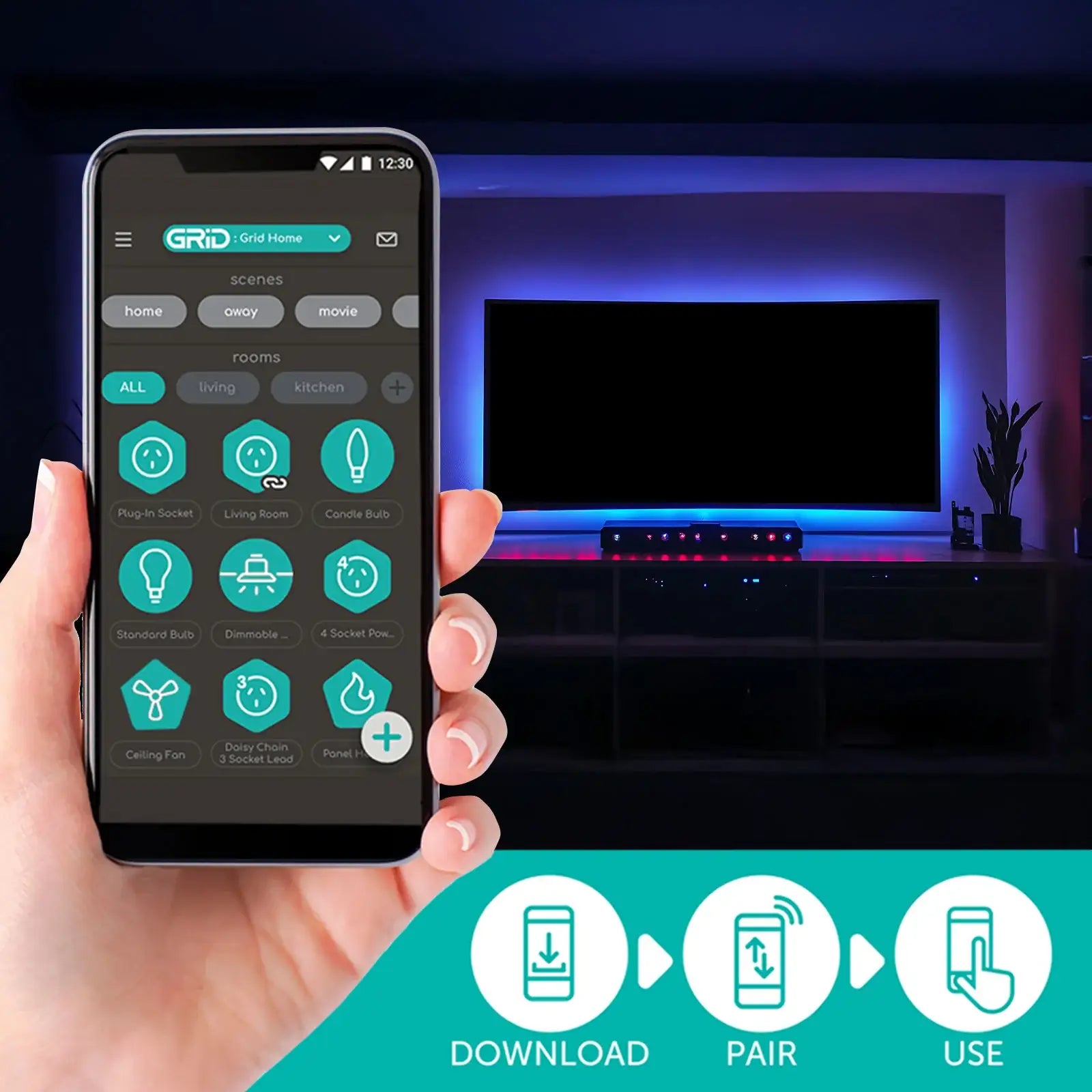 Single color screen sync strip light with USB power, app control, and easy installation for immersive lighting