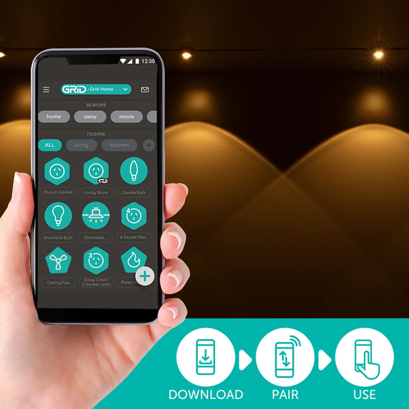 5m RGB CCT smart wall washing lights, Grid Connect app controlled by Arlec