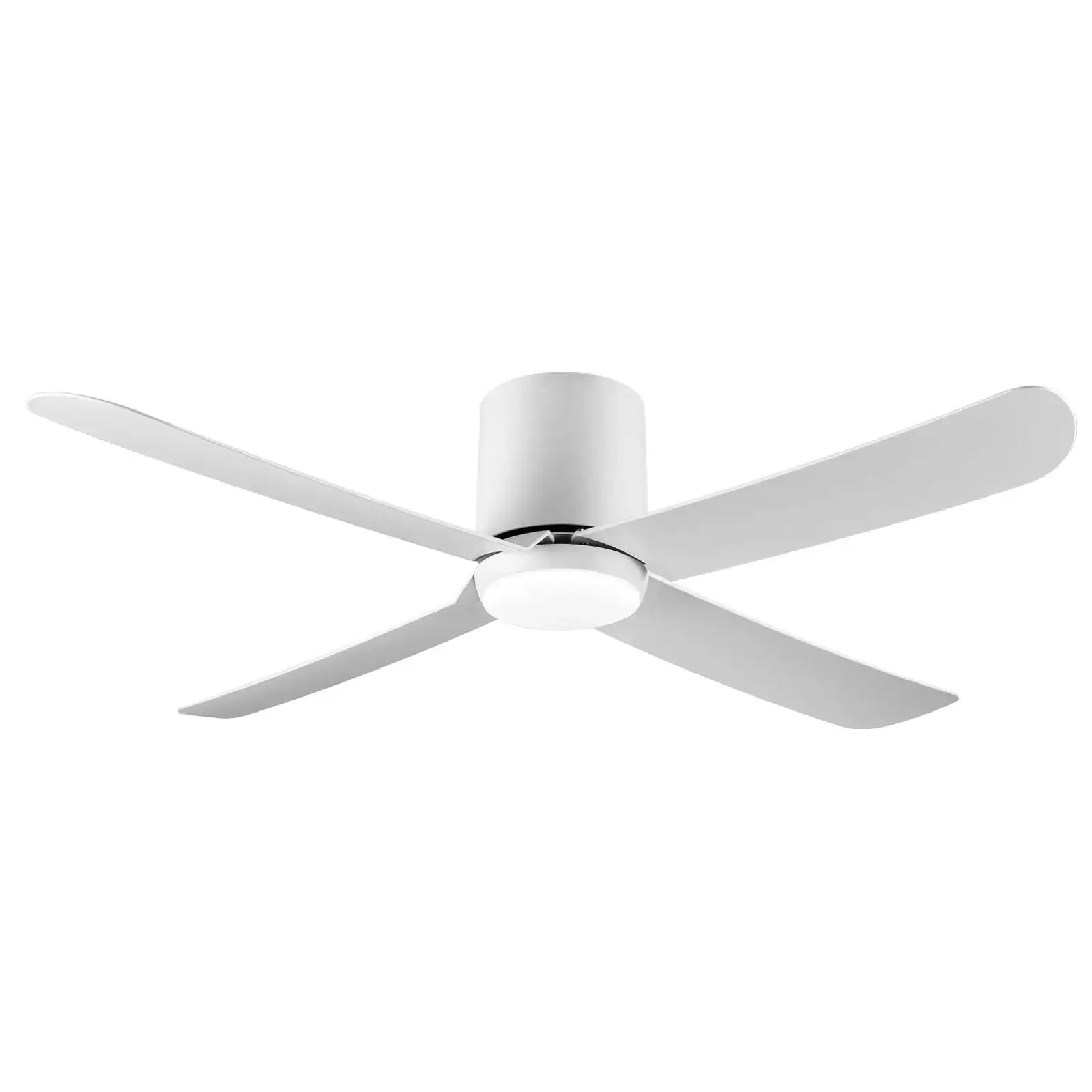 arlec 127cm hugger ceiling fan – low-profile ceiling fan with light; matte white 4 blade fan; space-saving cct ceiling fan