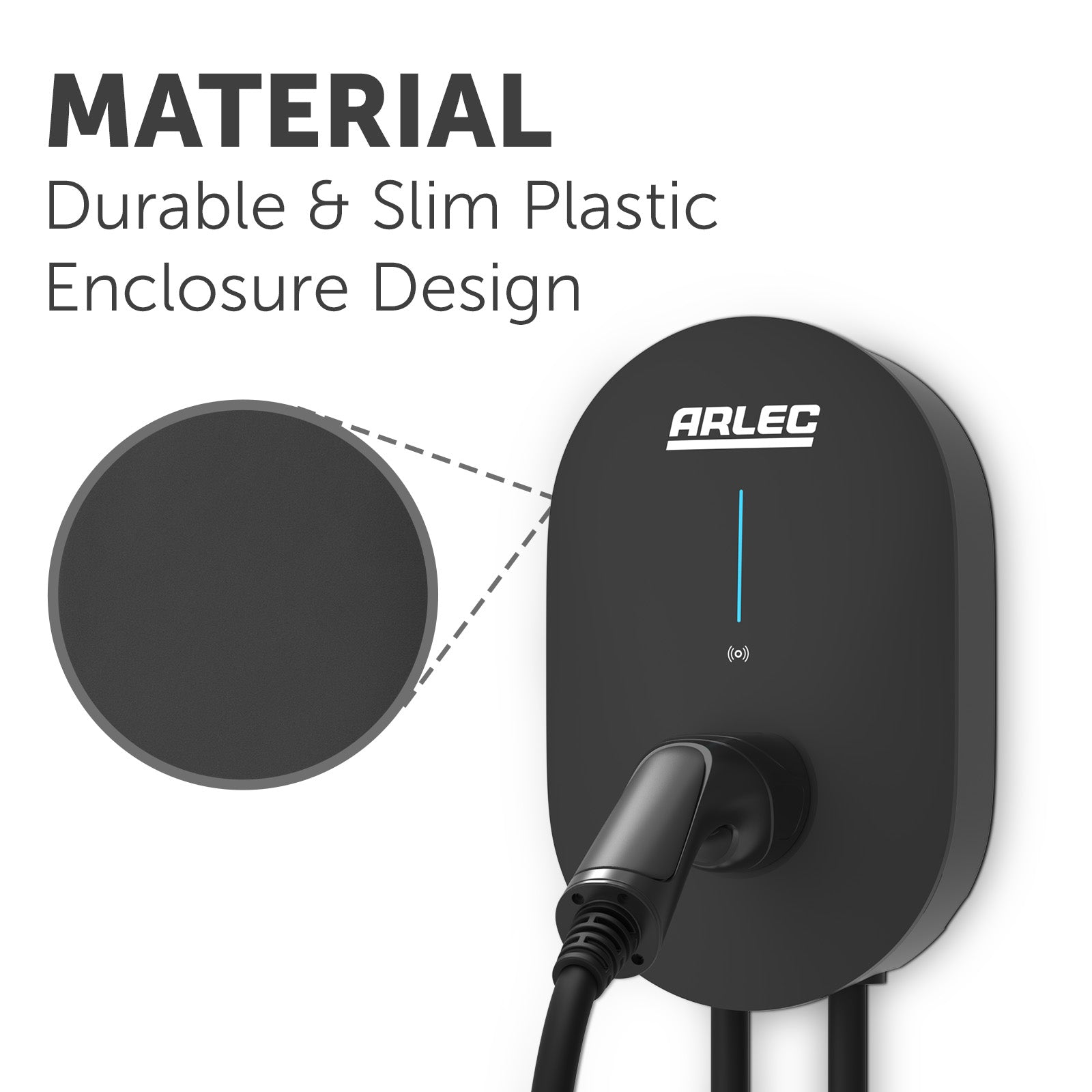 Arlec 7kW EV Charger with Type 2 connector, IP55-rated weatherproof electric vehicle wall charger with 5m cable