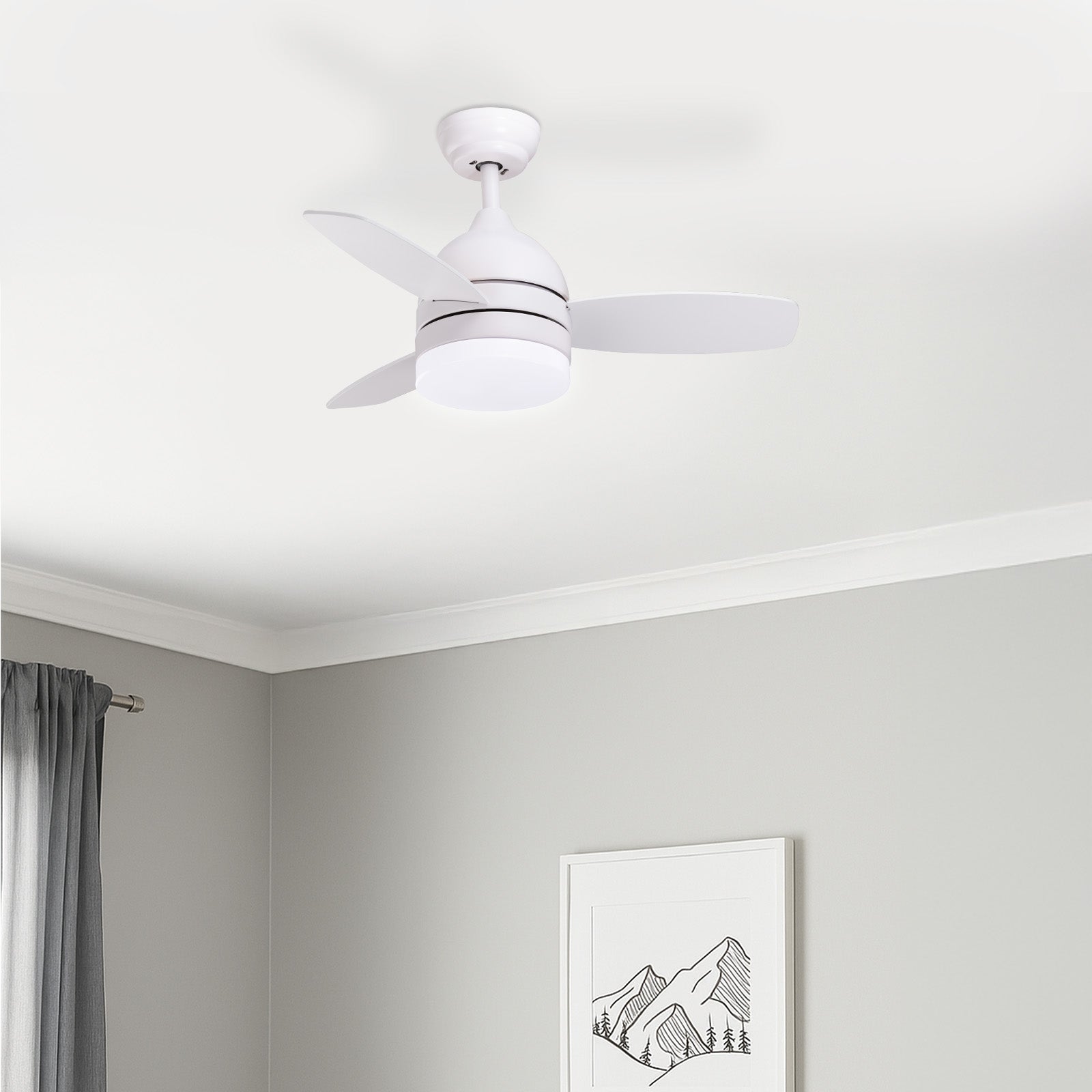 arlec 87cm 3 blade ceiling fan – white ceiling fan with light option; energy-saving fan for home; wall controlled fan