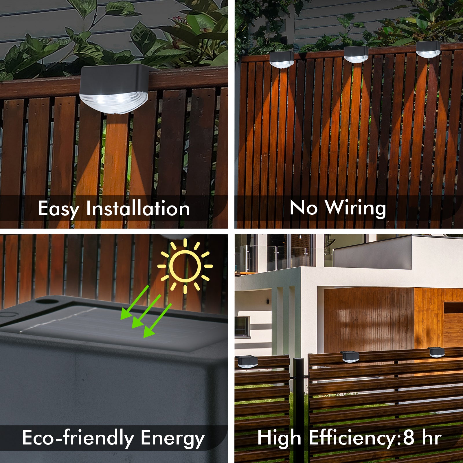 Arlec LED Solar Fence Light - 4 Pack - solar powered light, energy efficient LED