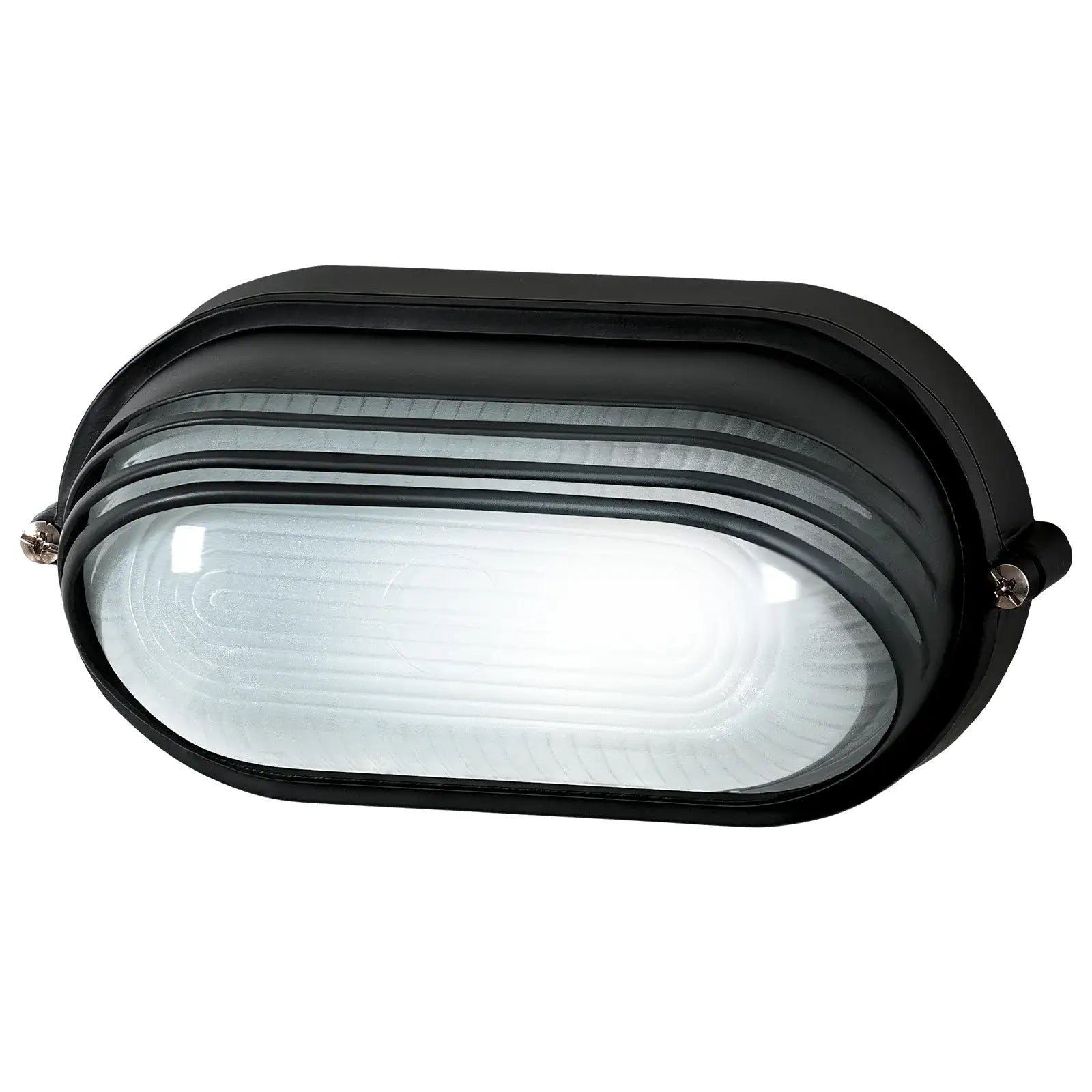 Arlec Large Black Oval Louvred Bunker Light - bunker wall light