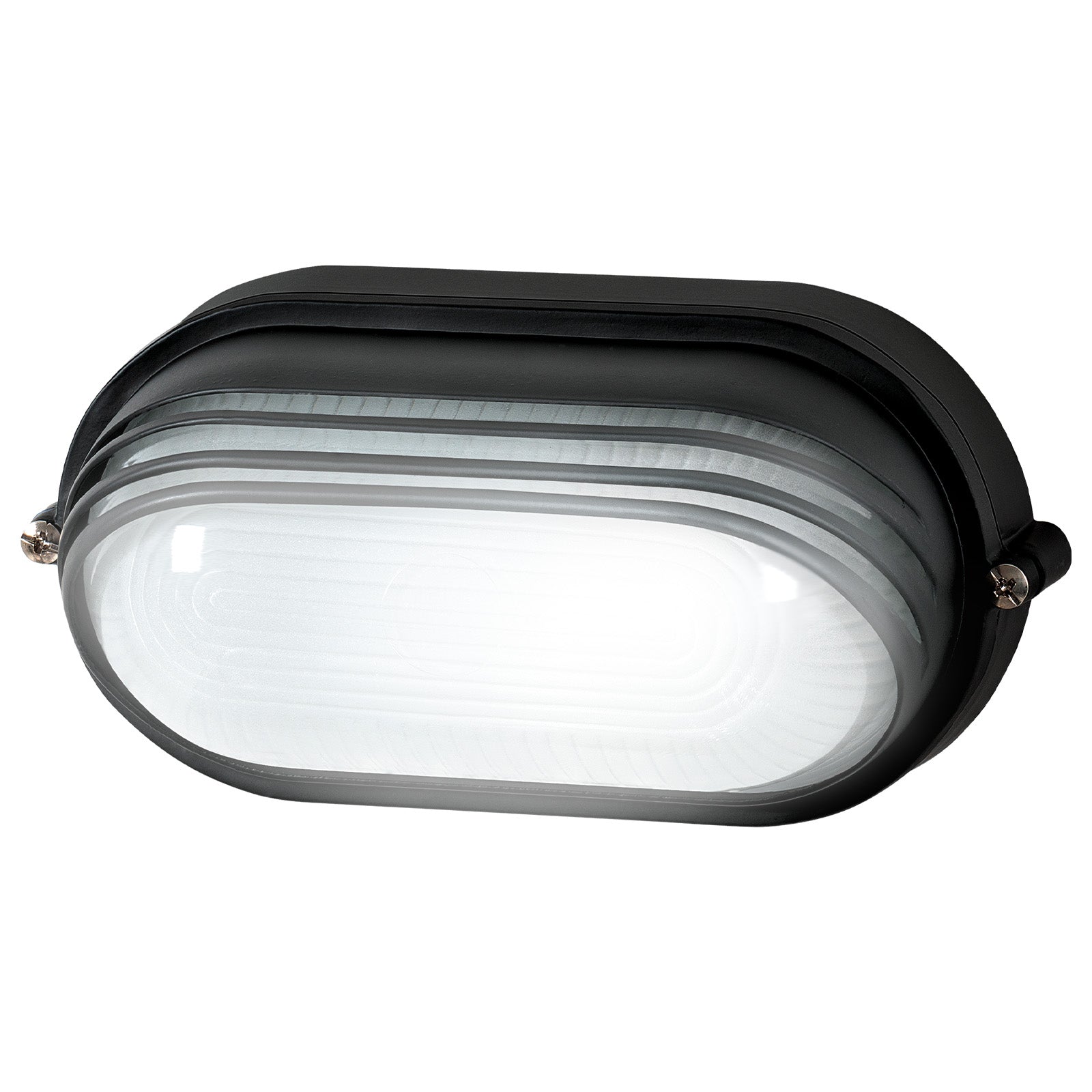 Arlec Large Black Oval Louvred Bunker Light - bunker wall light