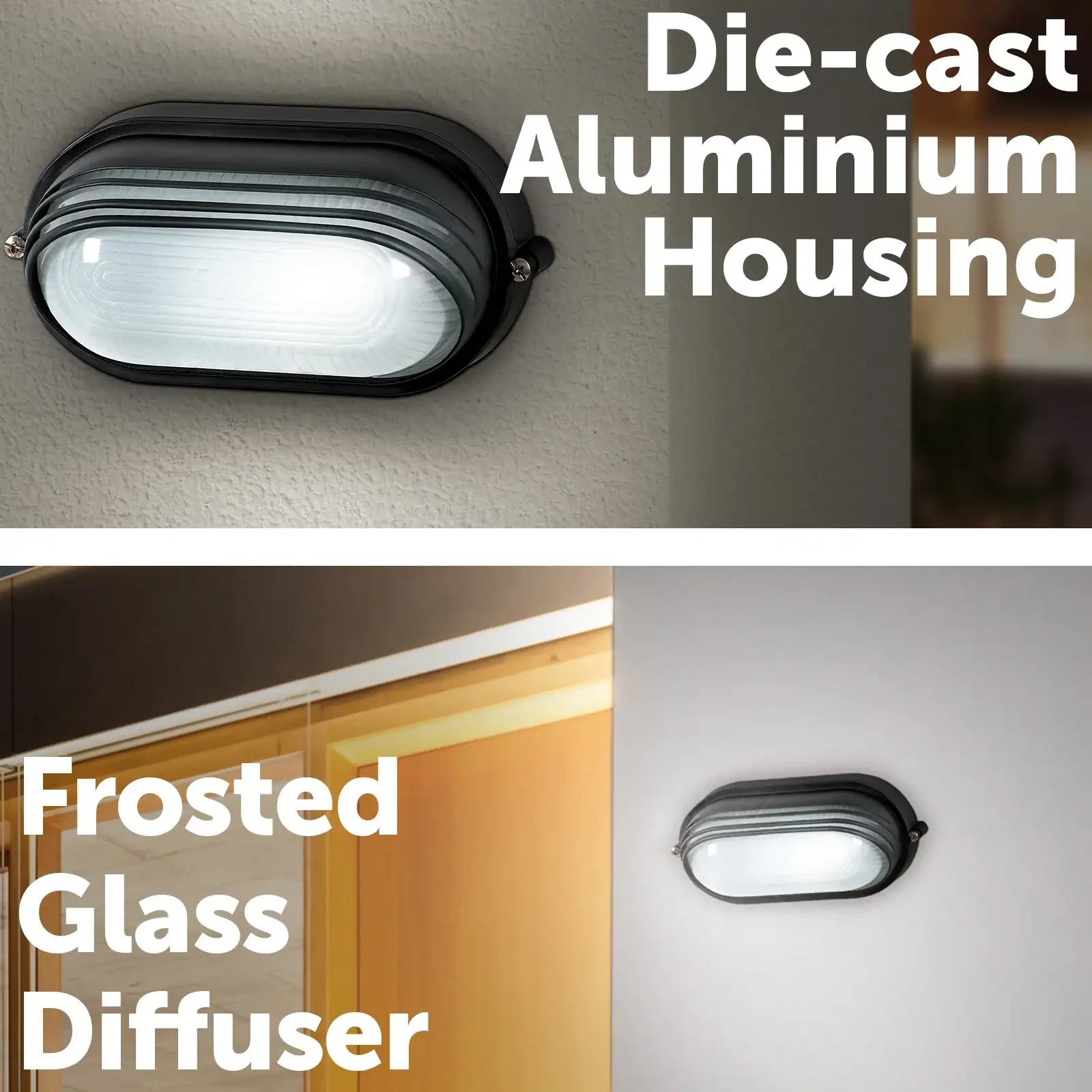 Arlec Large Black Oval Louvred Bunker Light - bunker wall light