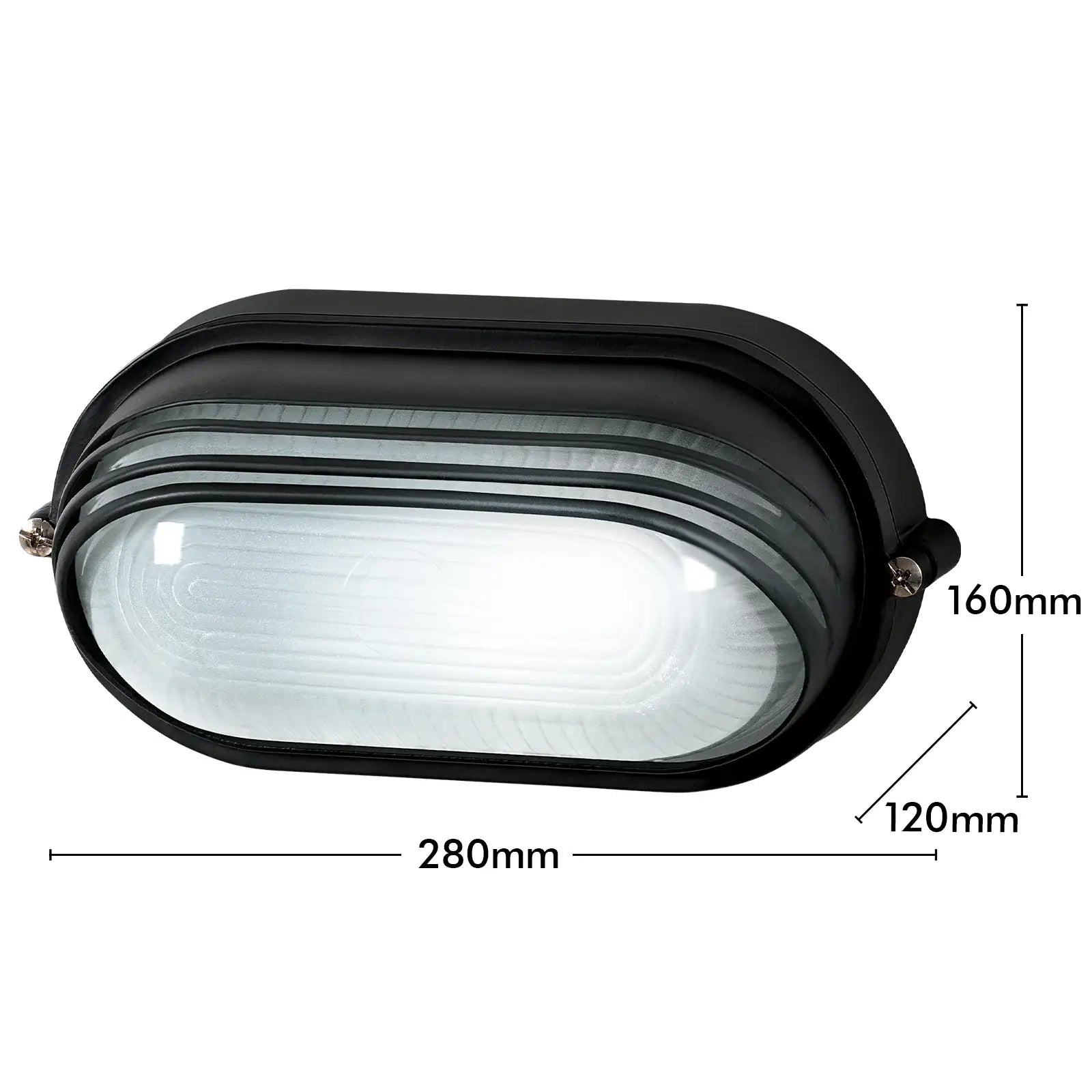Arlec Large Black Oval Louvred Bunker Light - bunker wall light
