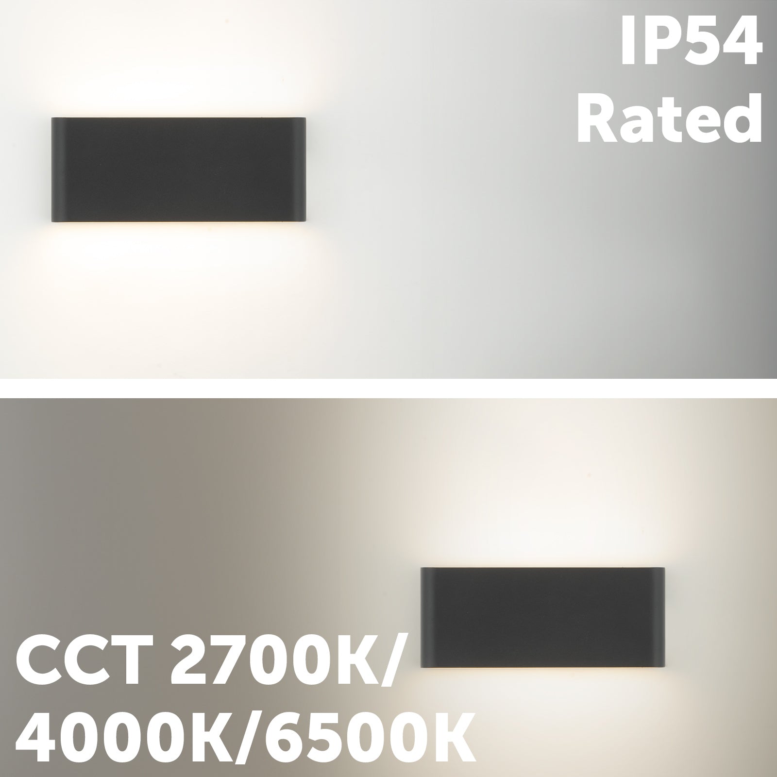 Arlec Large Doppia LED CCT Slim Line Wall Light - exterior wall light, energy efficient LED, CCT selectable light