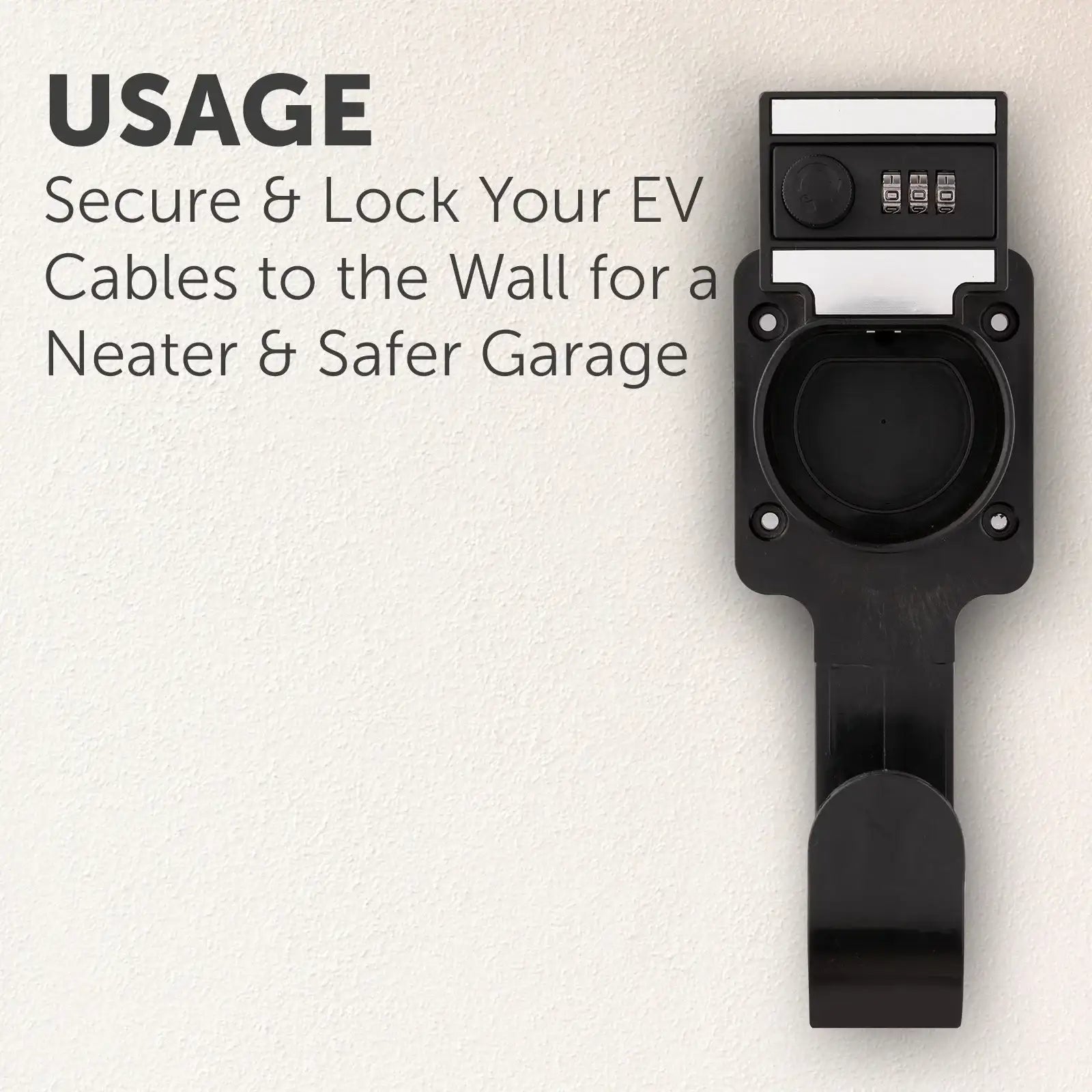 Lockable EV Charger Cable Holder by Arlec, secure wall-mounted storage for electric vehicle cables