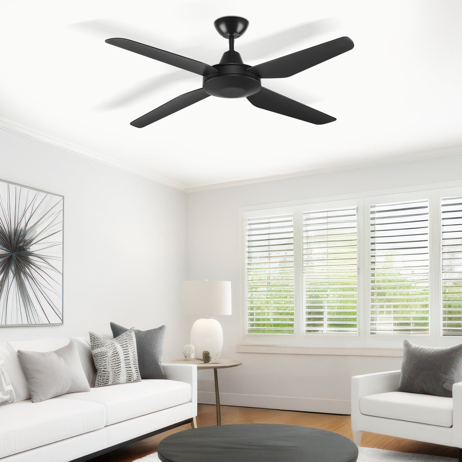 Arlec 130cm black smart ceiling fan with LED light and 6-speed remote
