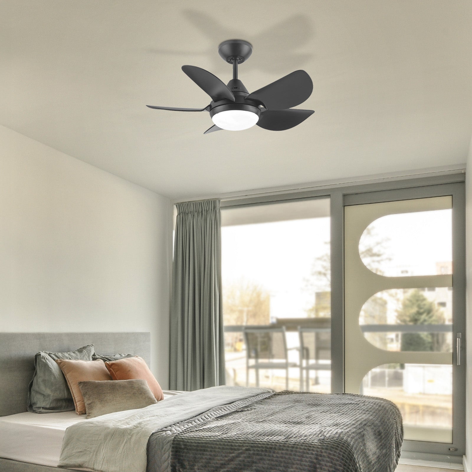 arlec 76cm maxy ceiling fan – compact 5 blade ceiling fan with light; tri-colour led black fan; energy-saving home fan