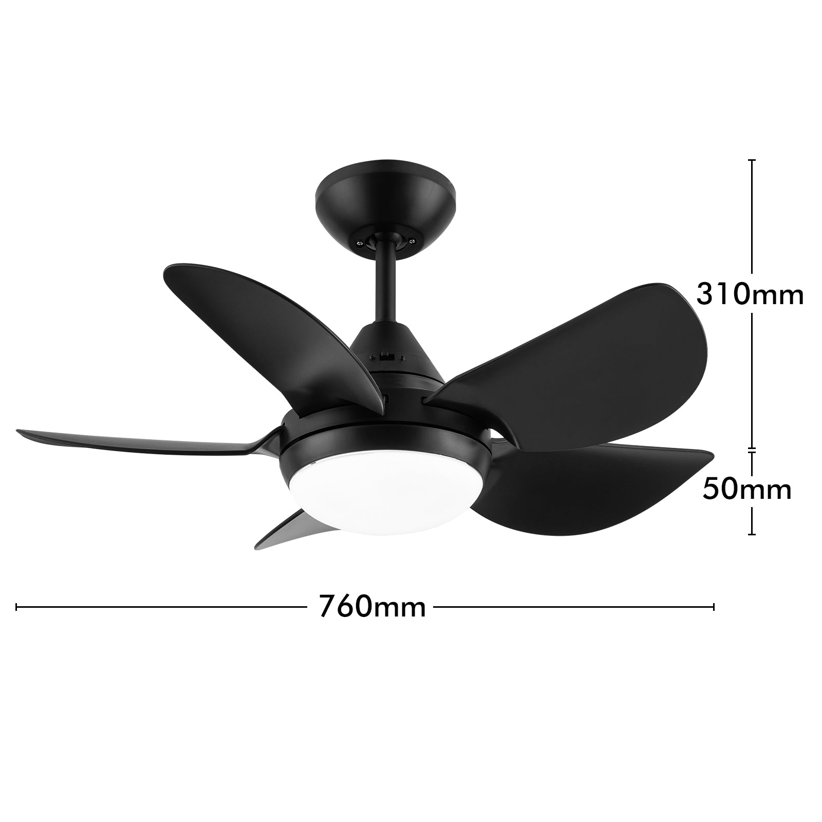 arlec 76cm maxy ceiling fan – compact 5 blade ceiling fan with light; tri-colour led black fan; energy-saving home fan