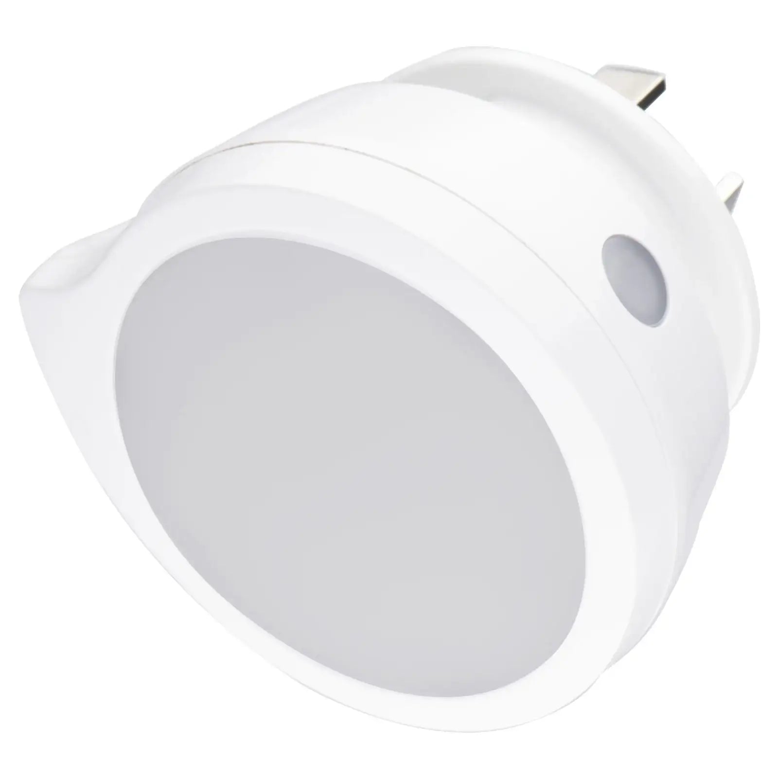 Arlec mini Q-shaped white plug-in auto night light with sensor, product close-up