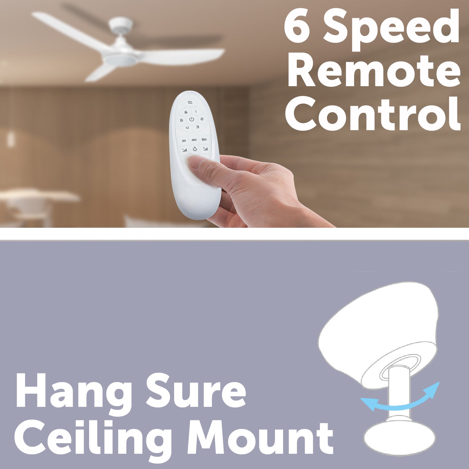 arlec 130cm nusa 3-blade ceiling fan – energy-efficient ceiling fan; tri-colour led with remote; modern quiet fan for home