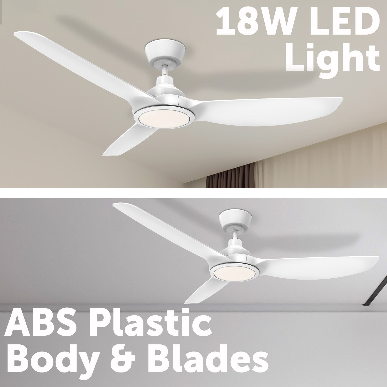 arlec 130cm nusa 3-blade ceiling fan – energy-efficient ceiling fan; tri-colour led with remote; modern quiet fan for home