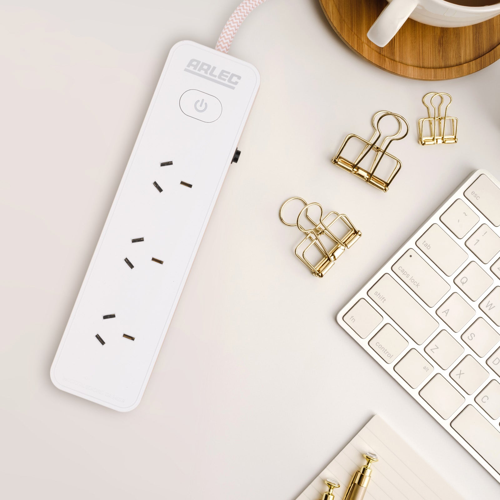 4 outlet powerboard with braided power cord pink – fashion color powerboard with braided cable