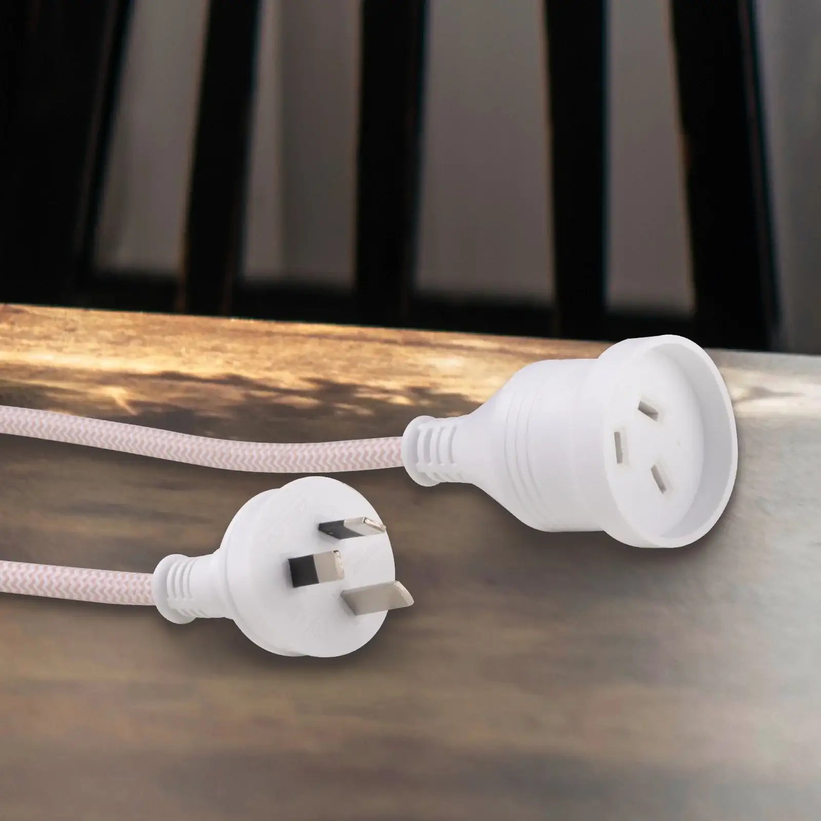 5m Braided Extension Lead Pink - stylish pink power cord, 5m braided extension, decorative cable